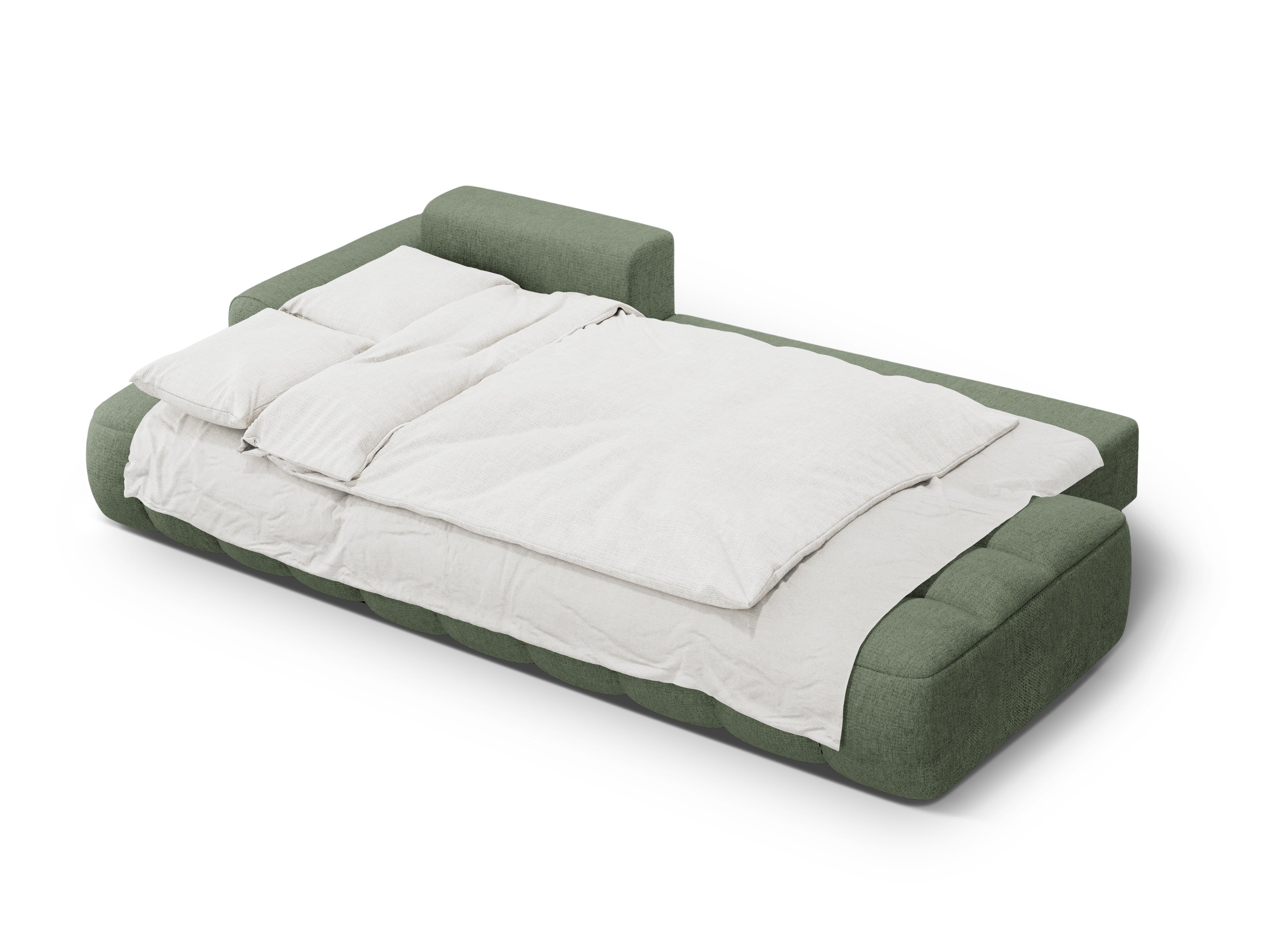 Links hoekbank met slaapfunctie voor 3 personen LINZ olijfgroen