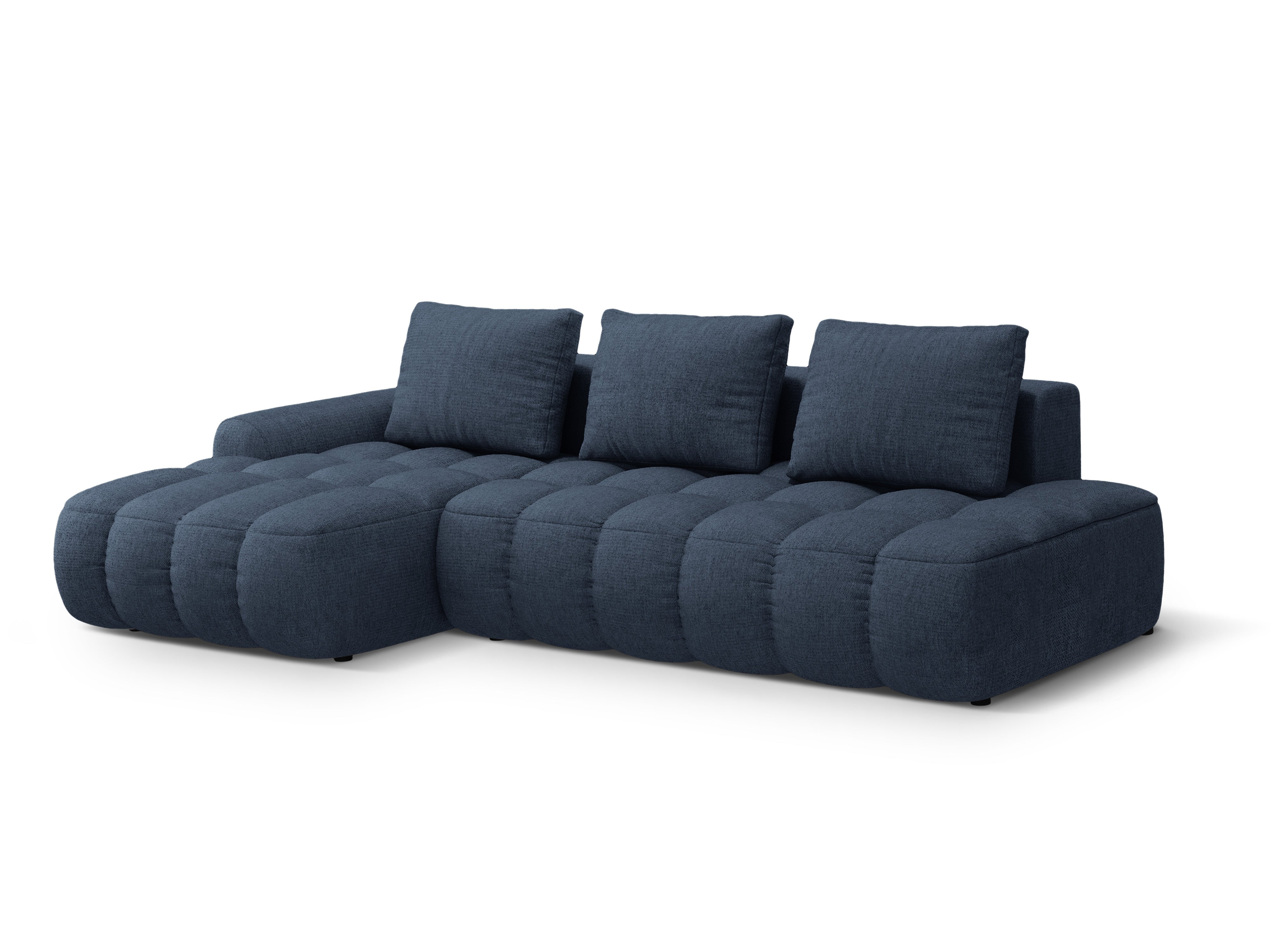 Left-sided corner sofa bed for 3 people LINZ blue