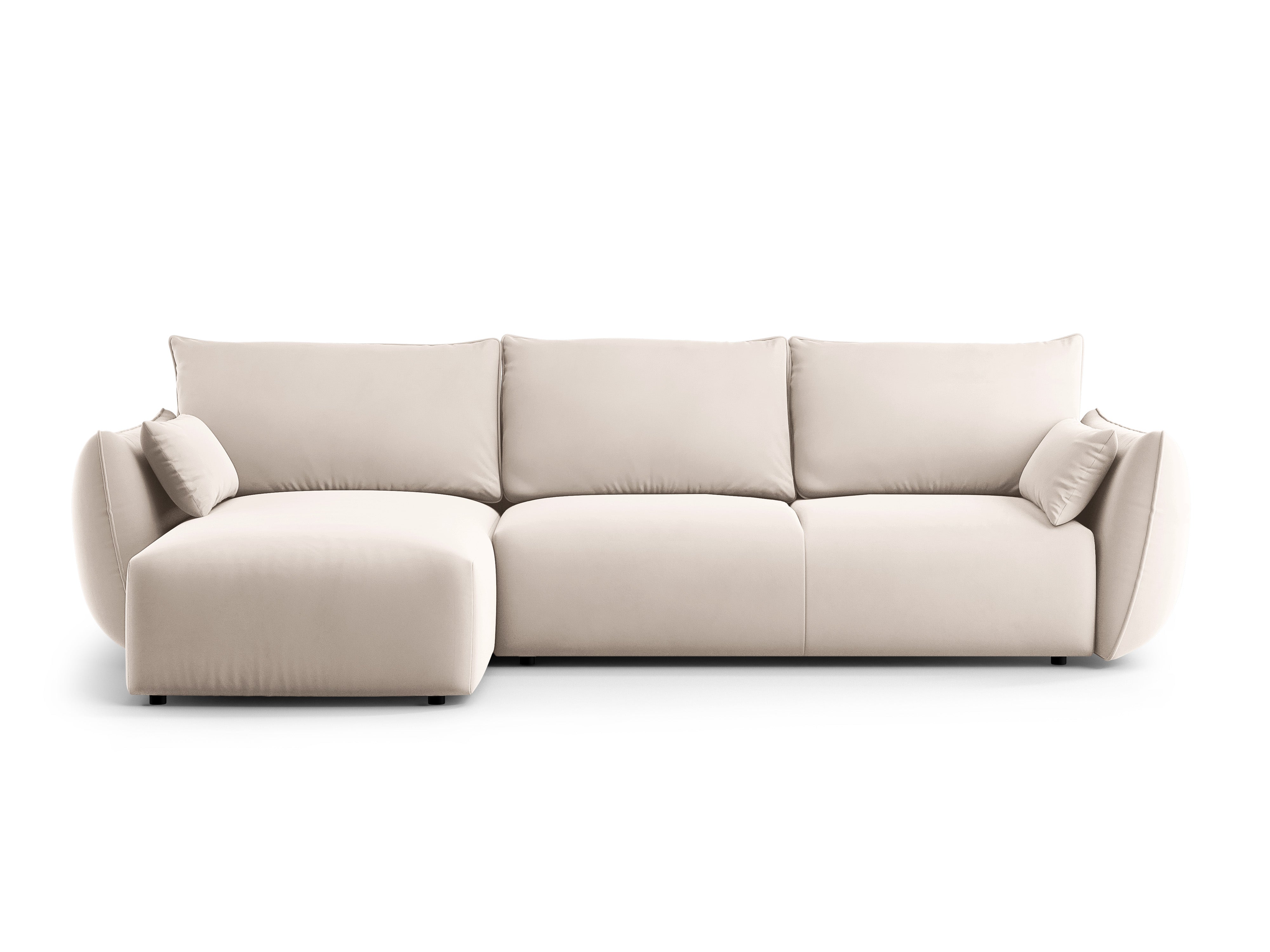 Left-facing velvet corner sofa with sleeping function MATERA beige
