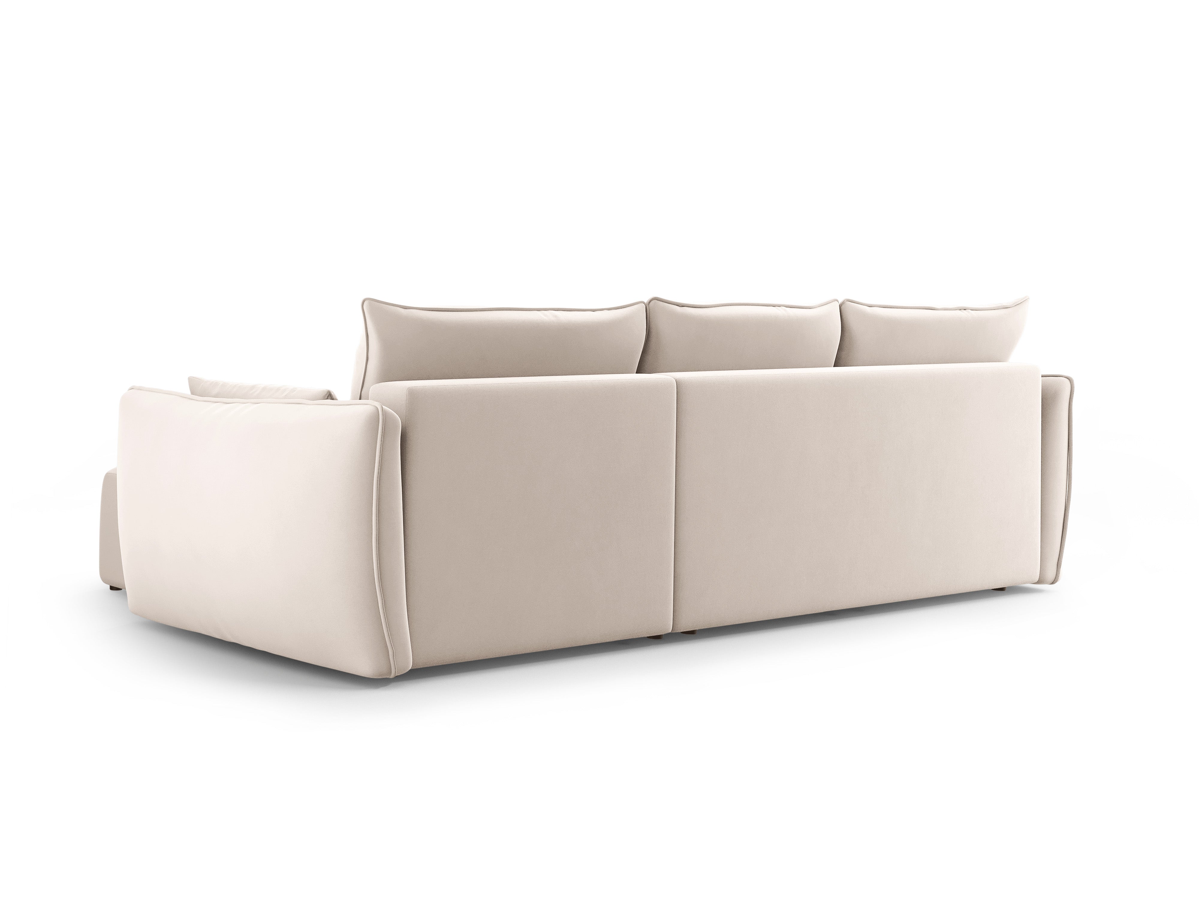Left-facing velvet corner sofa with sleeping function MATERA beige