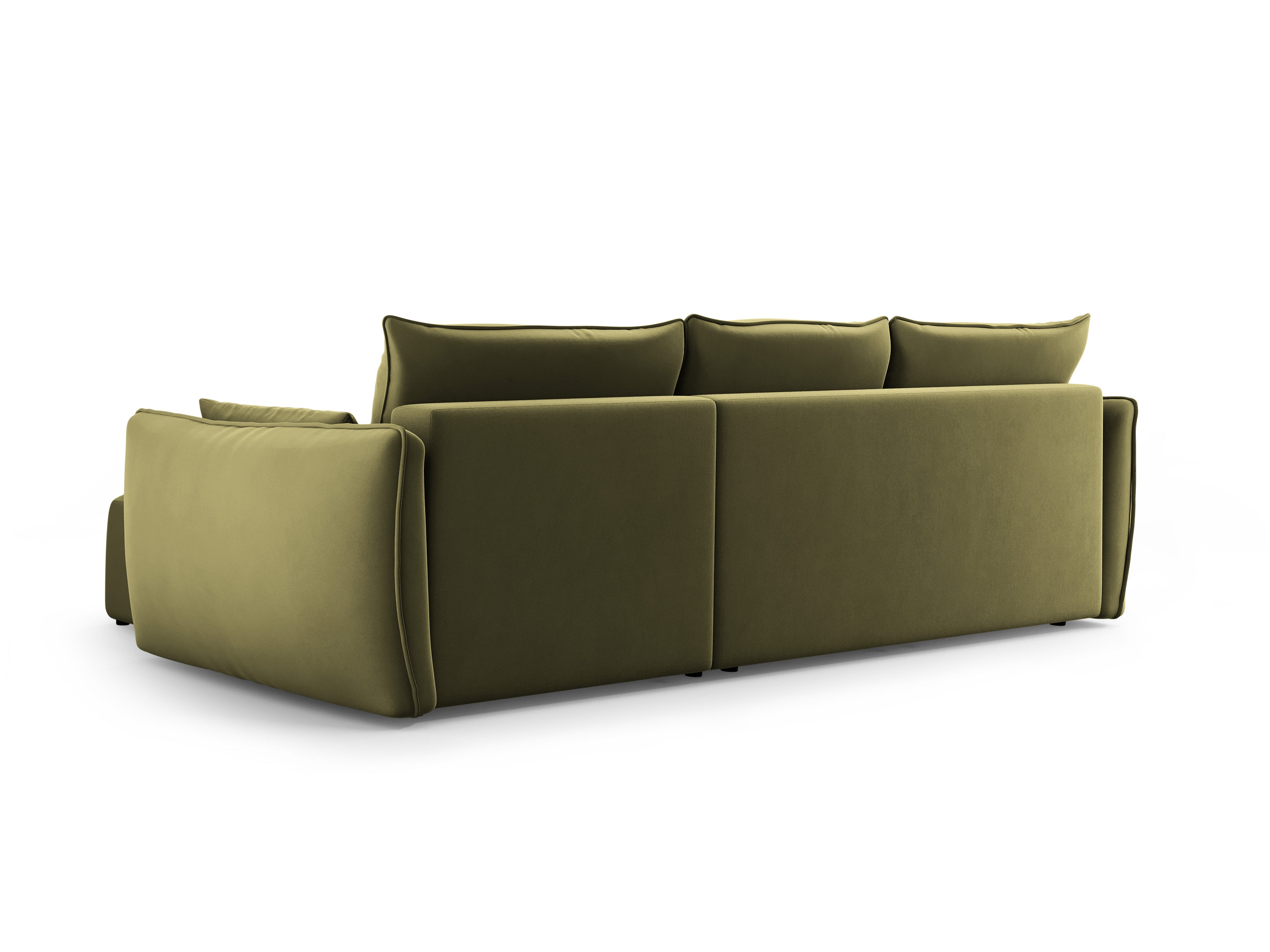 Linkes Samt-Ecksofa mit Schlaffunktion MATERA oliv