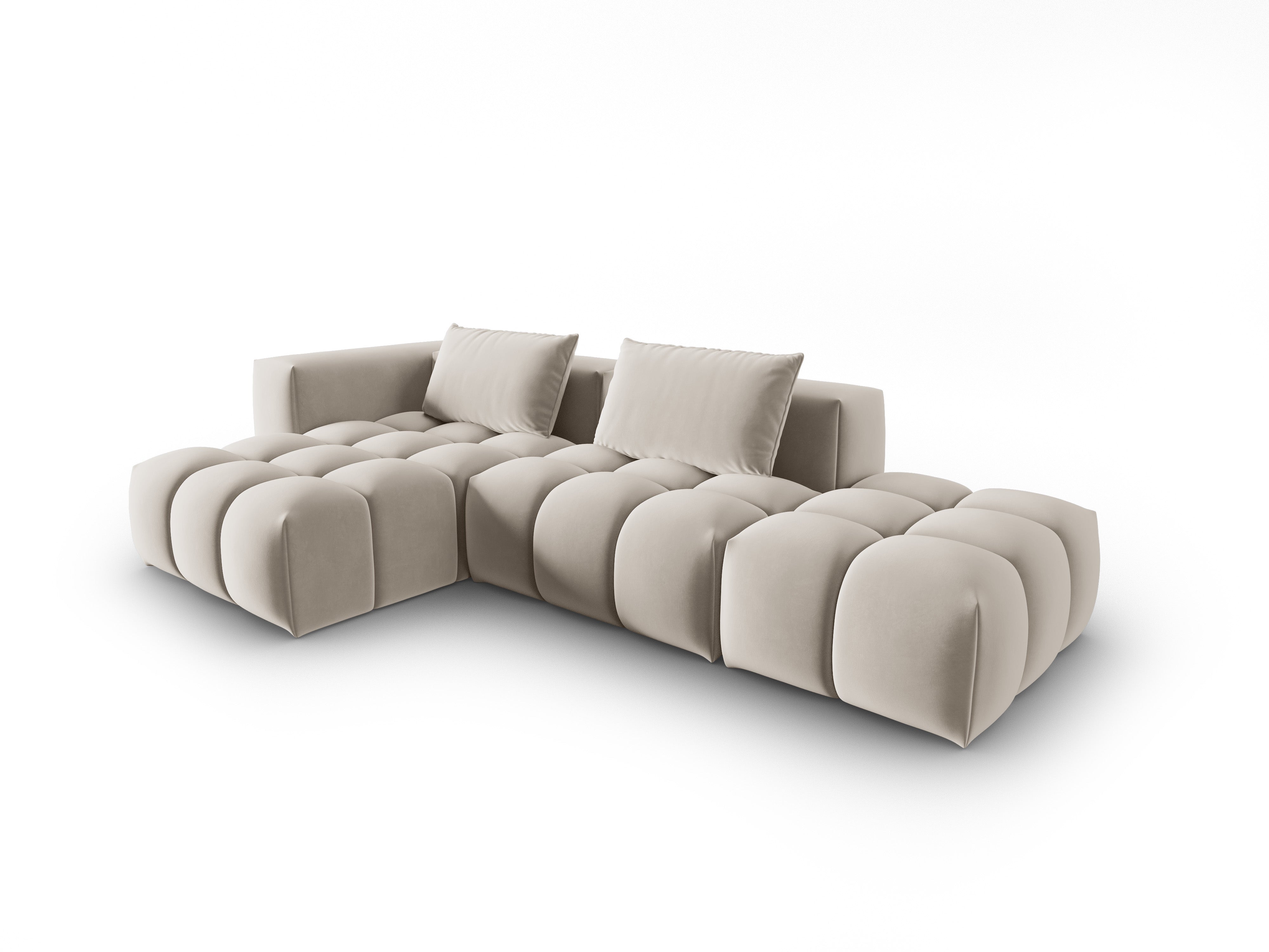 Narożnik aksamitny 4-osobowy lewostronny otwarty VERONA ecru – Cosmopolitan Design