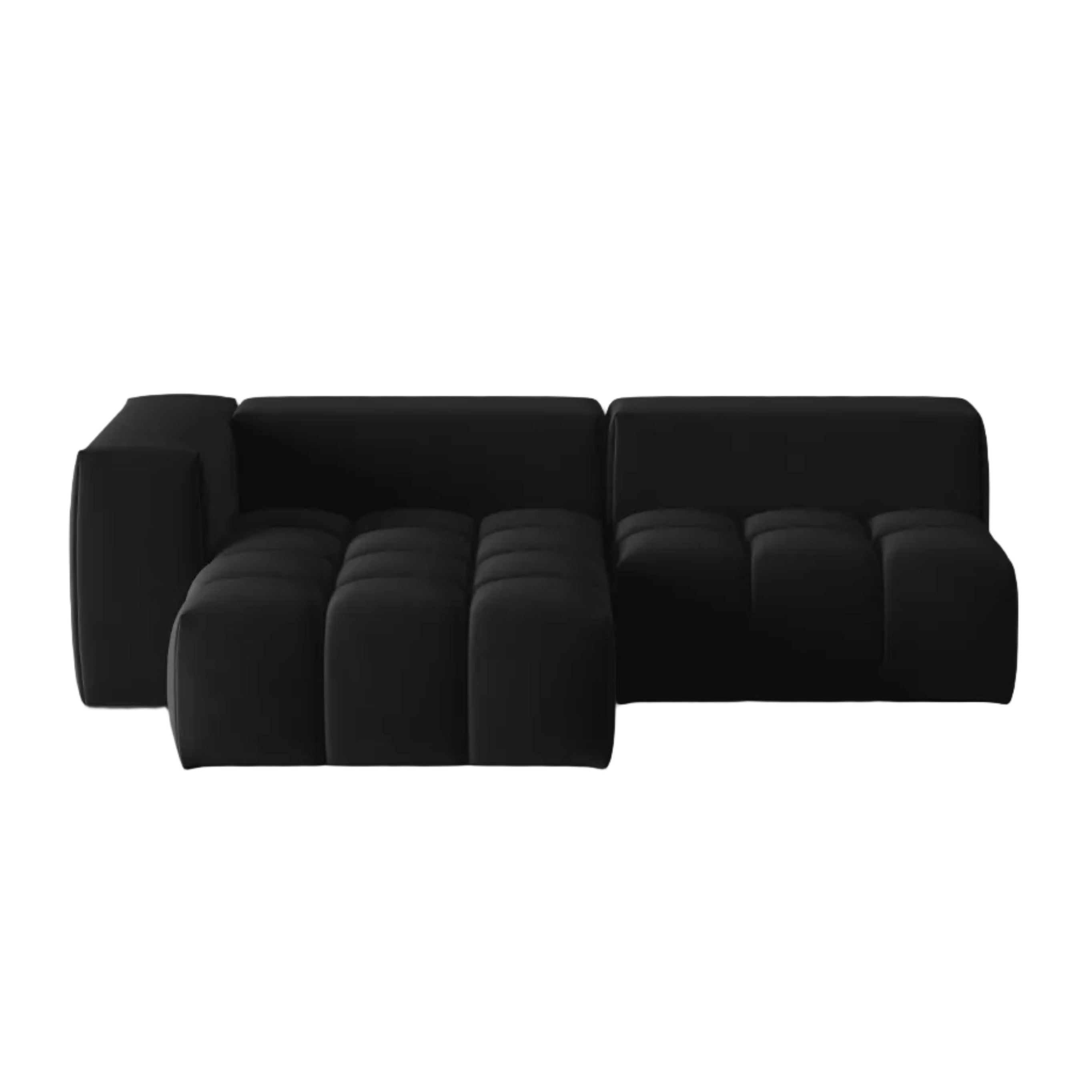 Samt-Ecksofa für 3 Personen, linksseitig offen, VERONA, schwarz