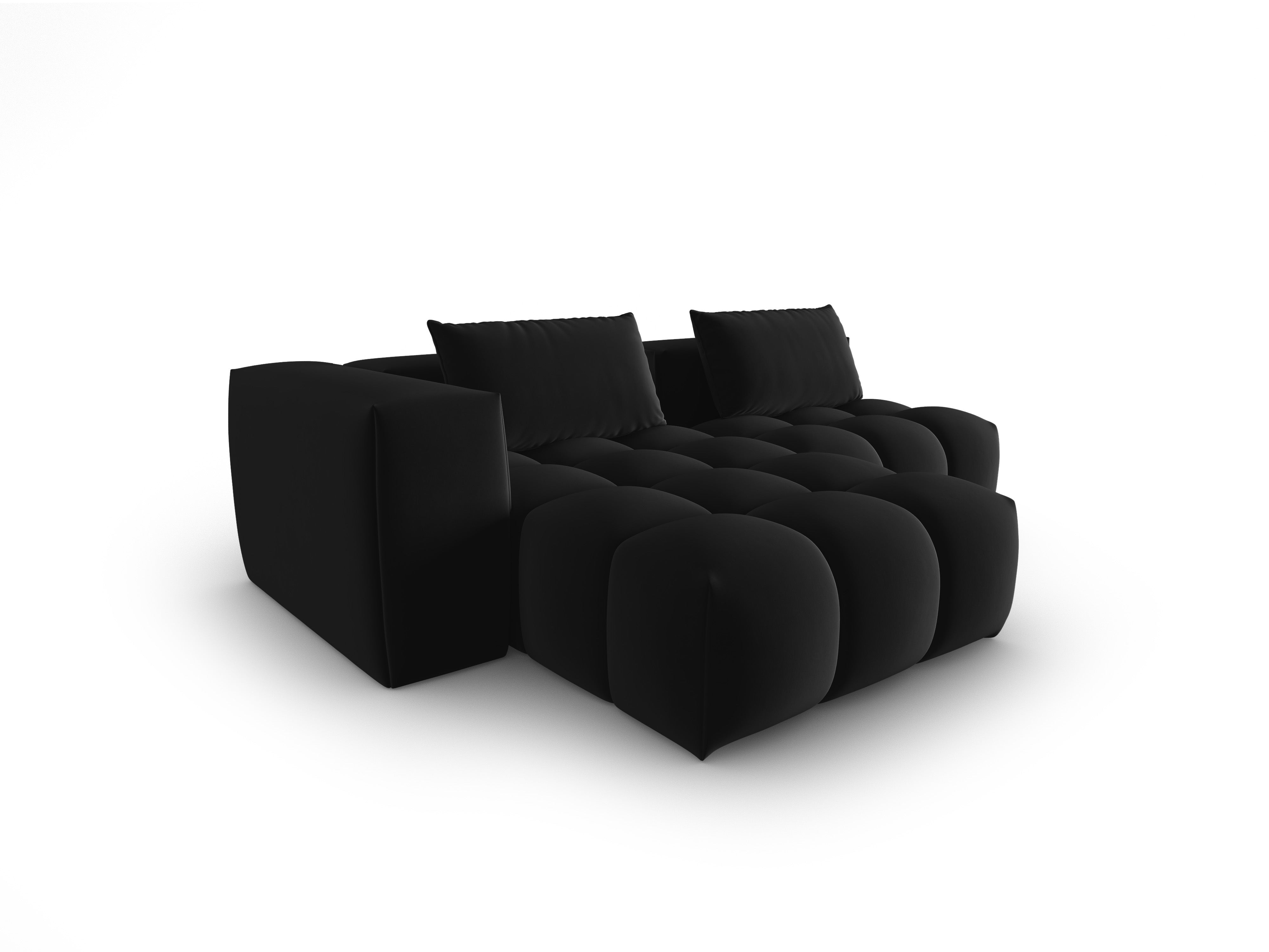 Samt-Ecksofa für 3 Personen, linksseitig offen, VERONA, schwarz