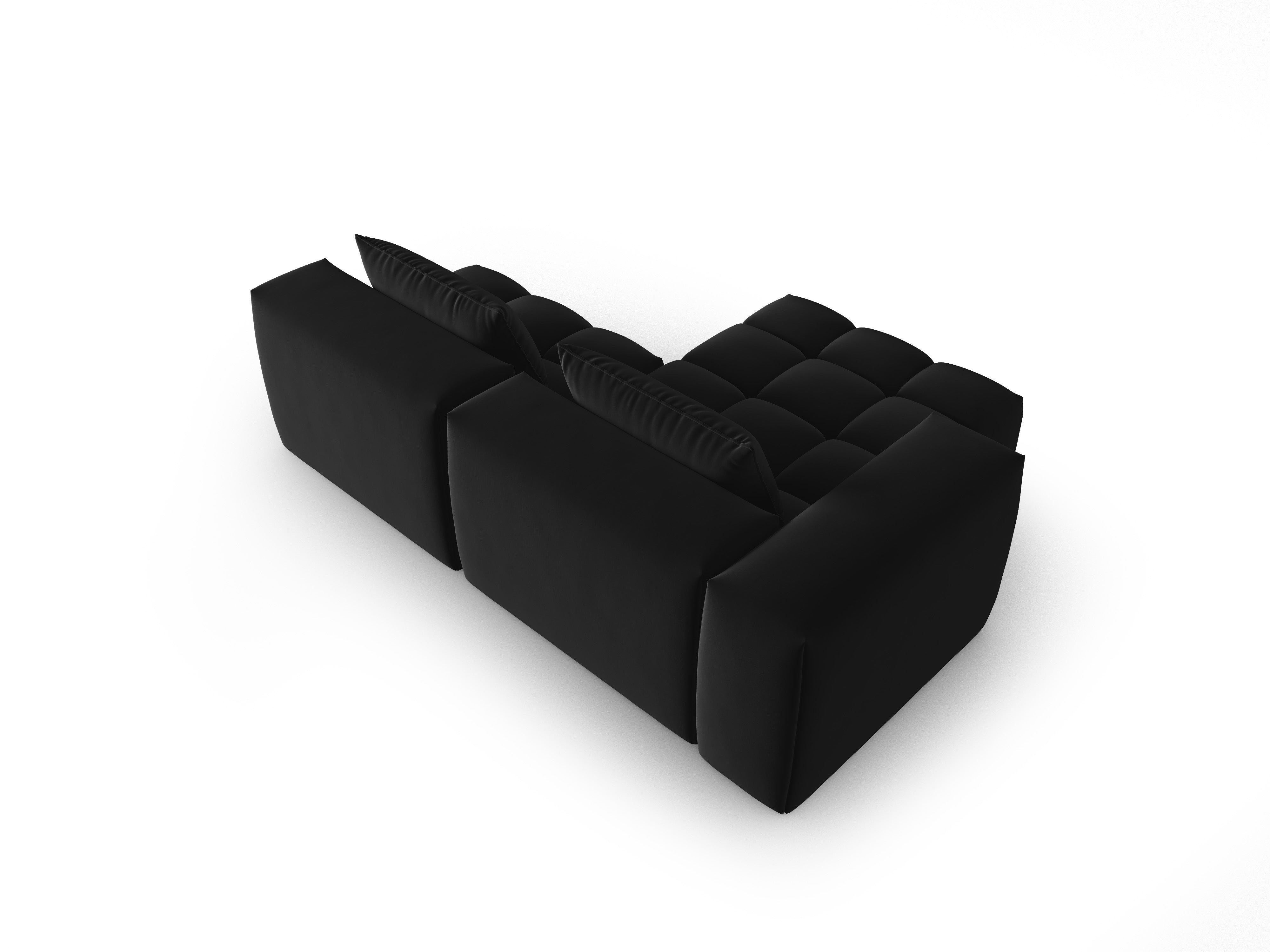 Samt-Ecksofa für 3 Personen, linksseitig offen, VERONA, schwarz
