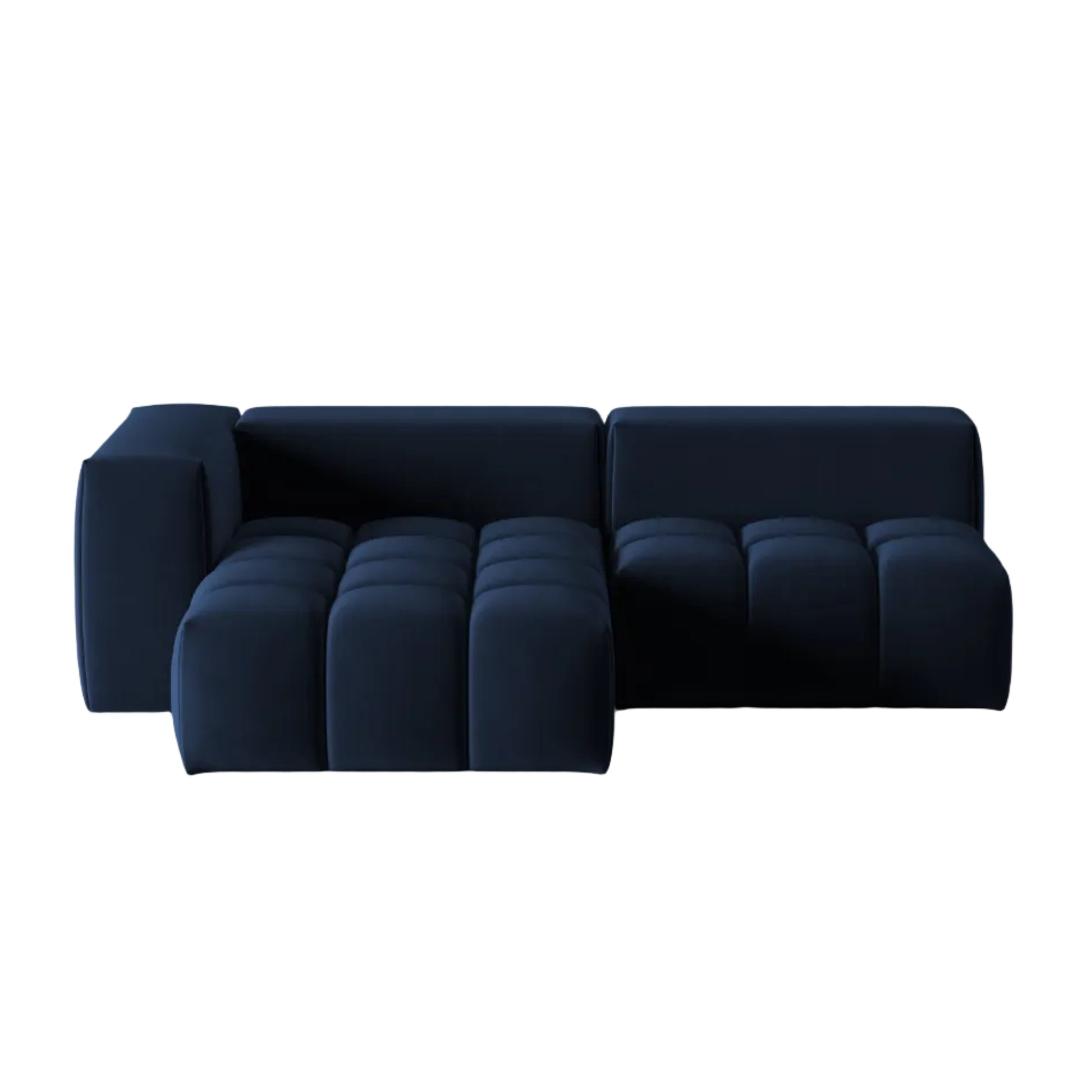 Samt-Ecksofa für 3 Personen, linksseitig offen, VERONA, königliches Blau