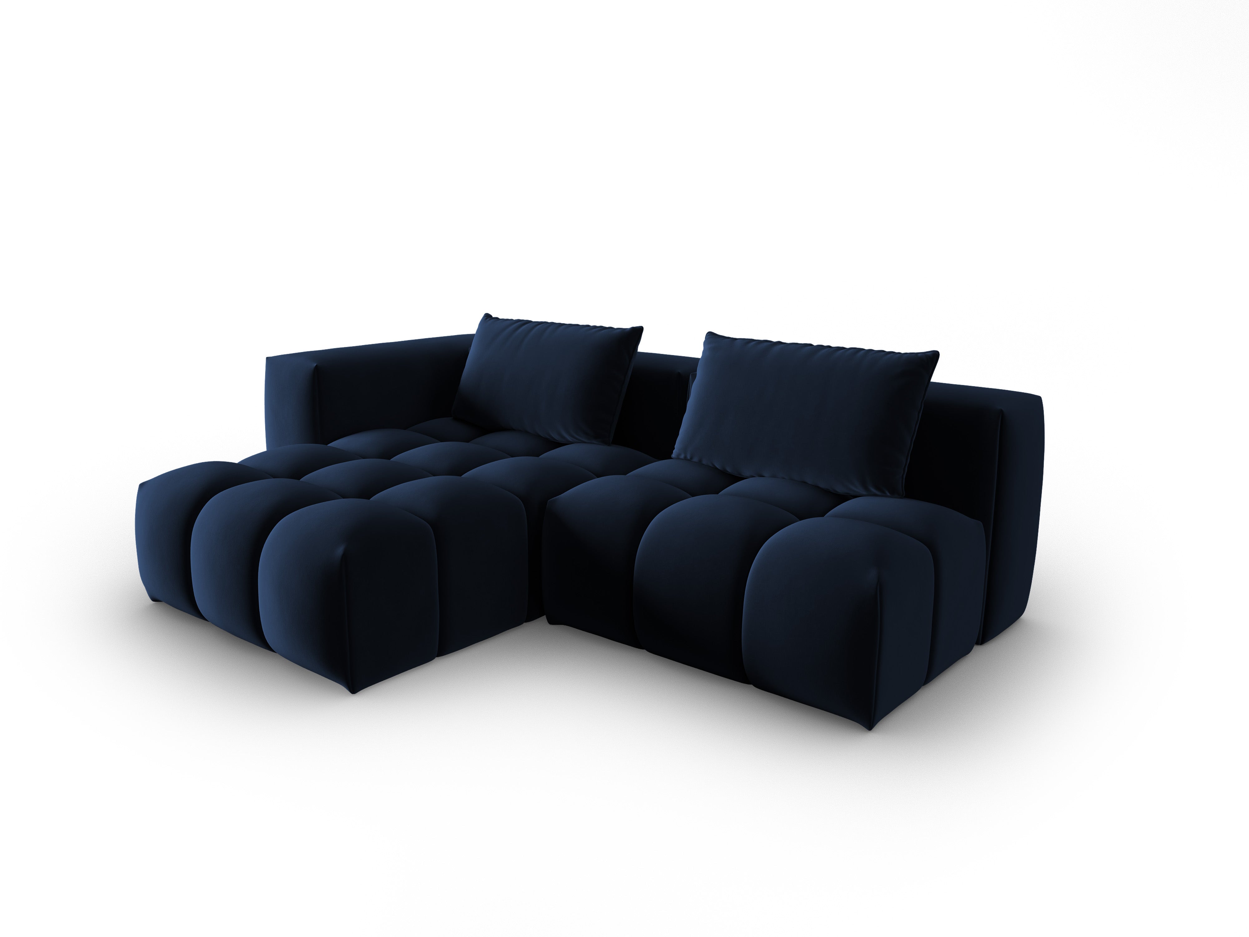 Samt-Ecksofa für 3 Personen, linksseitig offen, VERONA, königliches Blau