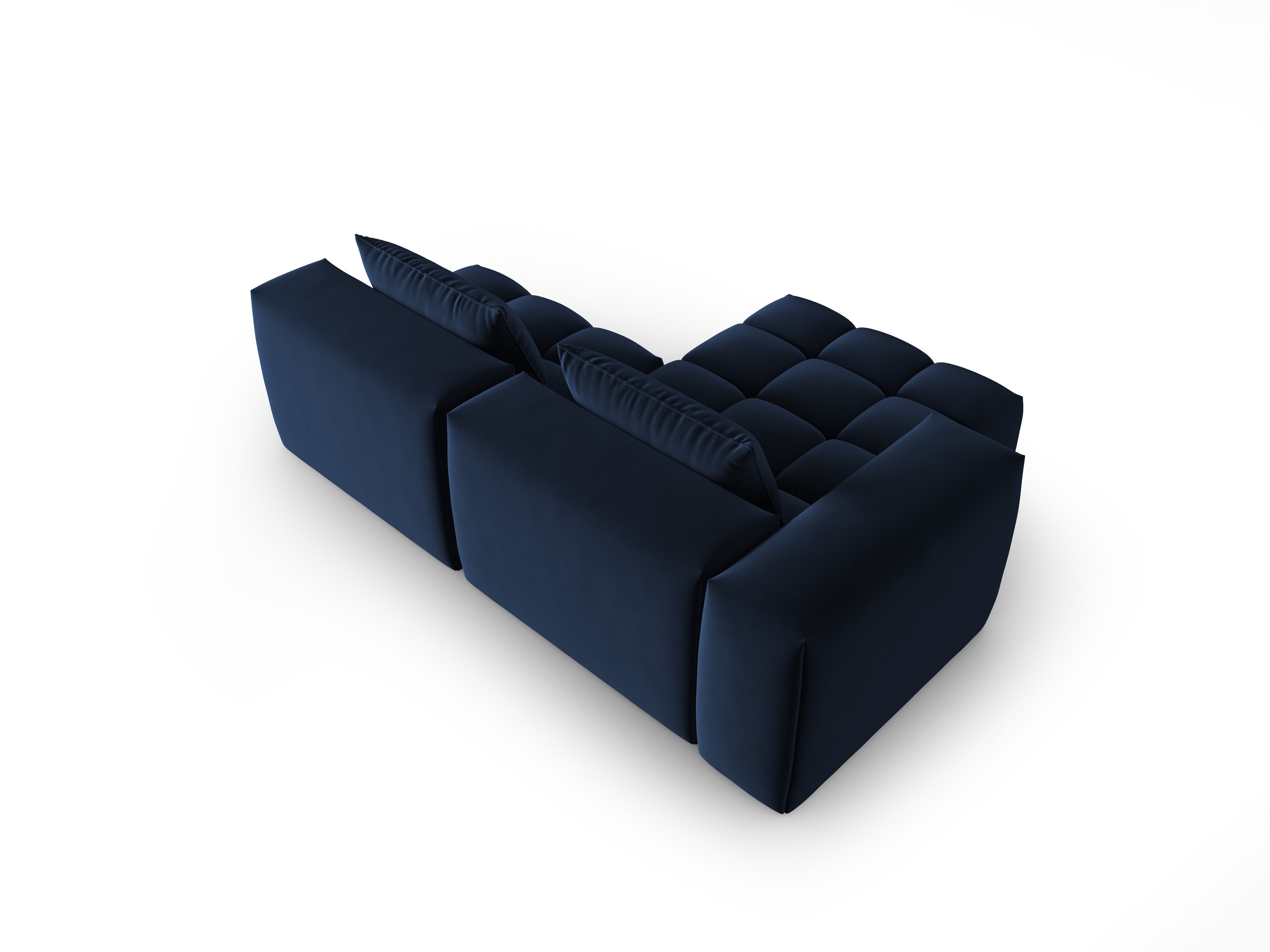 Samt-Ecksofa für 3 Personen, linksseitig offen, VERONA, königliches Blau