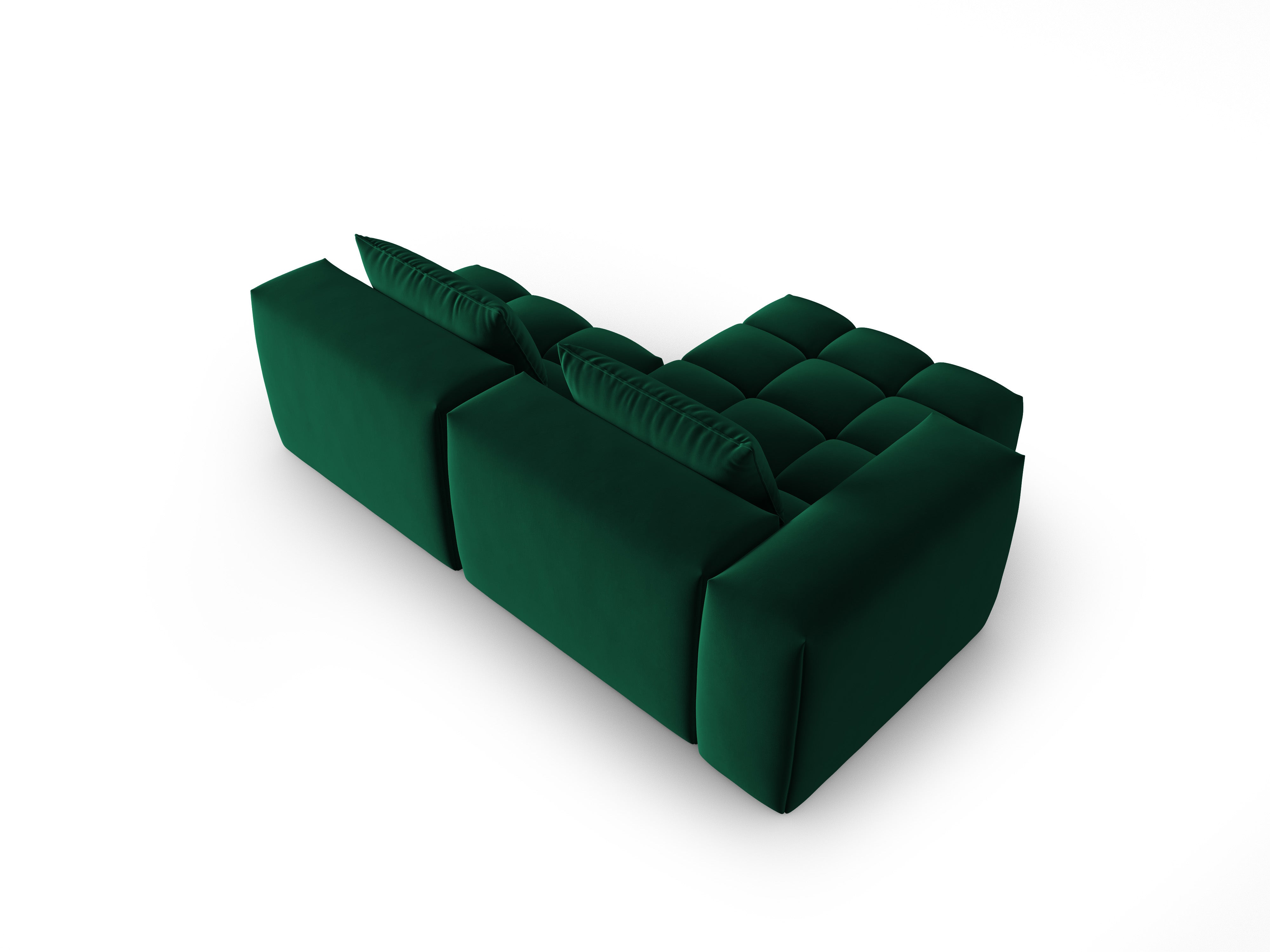 Samt-Ecksofa für 3 Personen, linksseitig offen, VERONA, flaschengrün