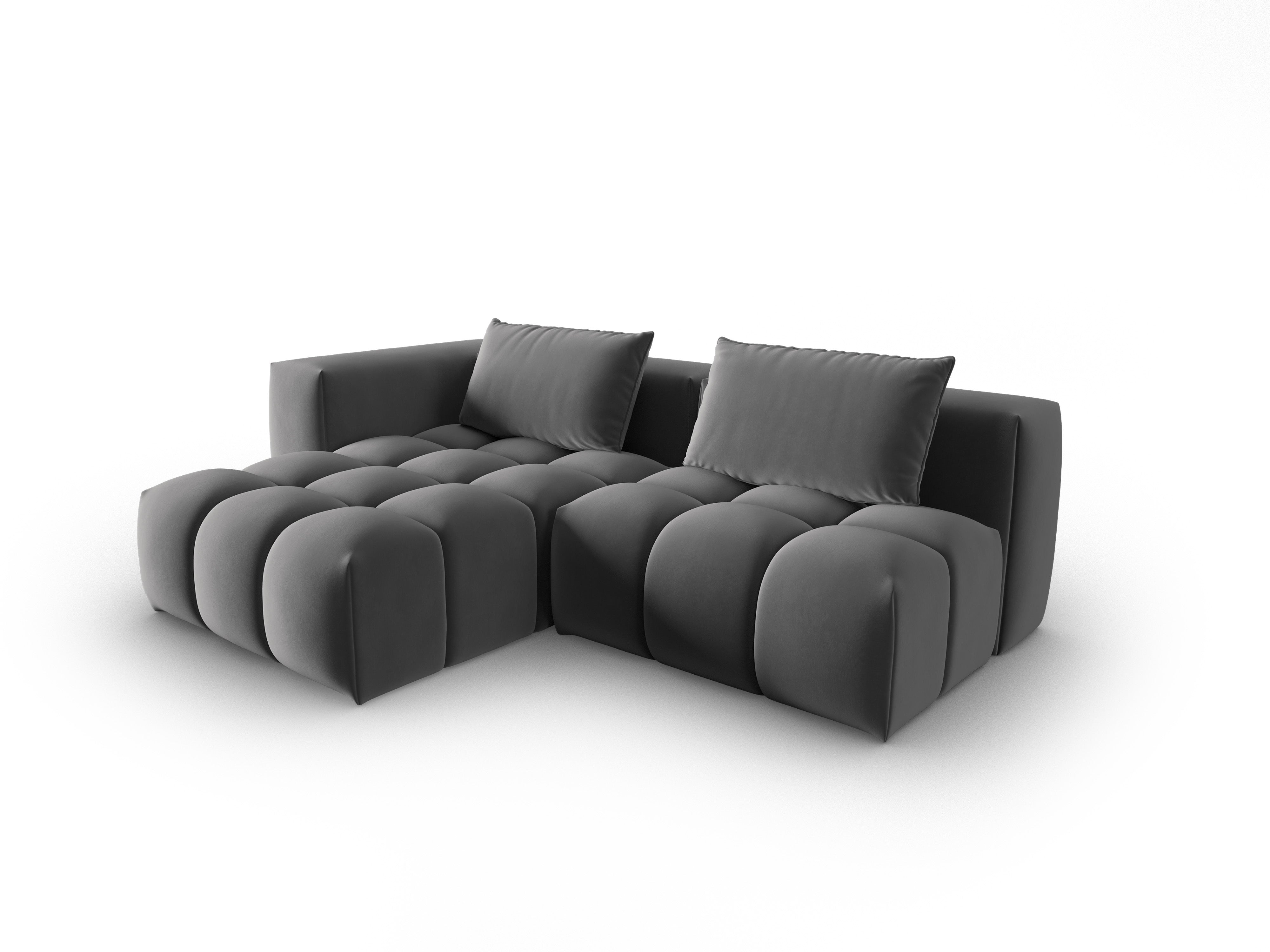 Samt-Ecksofa 3-sitzig links offen VERONA grau