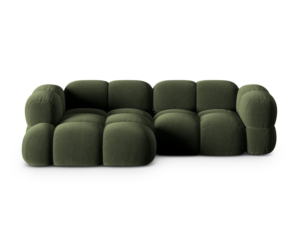 Groene 3-zits fluwelen hoekbank LORETTO links