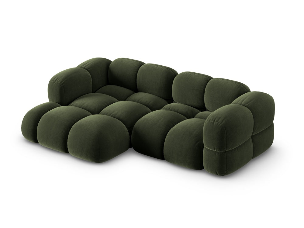Groene 3-zits fluwelen hoekbank LORETTO links