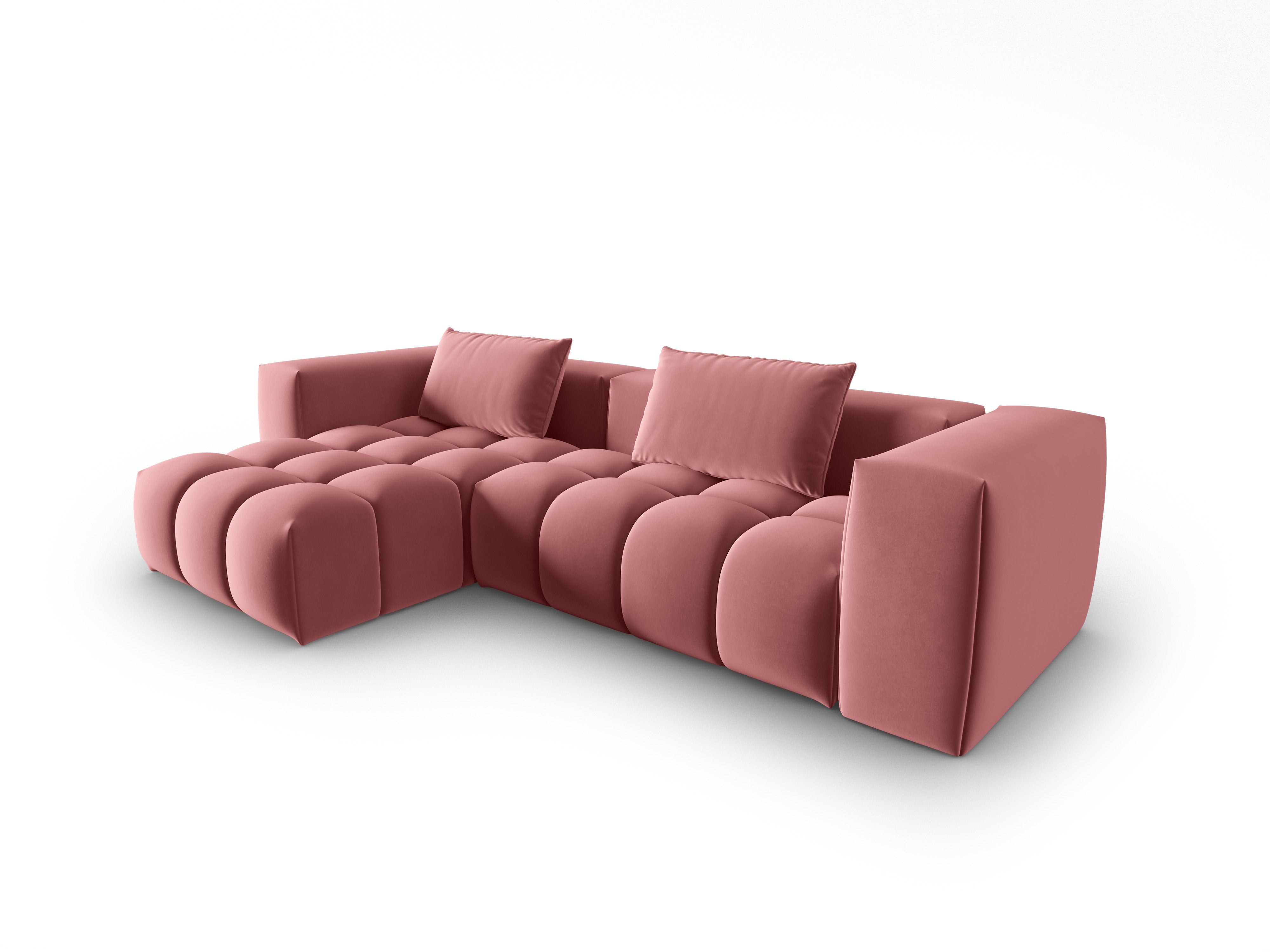 Narożnik aksamitny 3-osobowy lewostronny VERONA różowy flamingo – Cosmopolitan Design