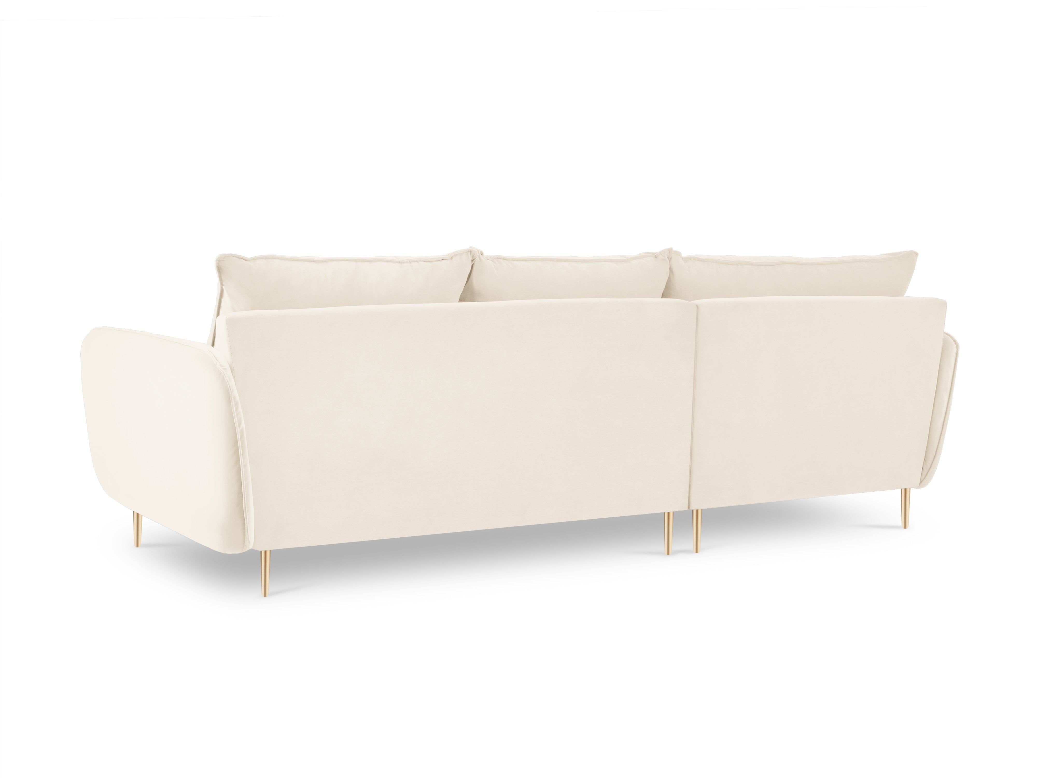 Samt-Ecksofa linksseitig für 5 Personen VIENNA beige mit goldenem Fuß