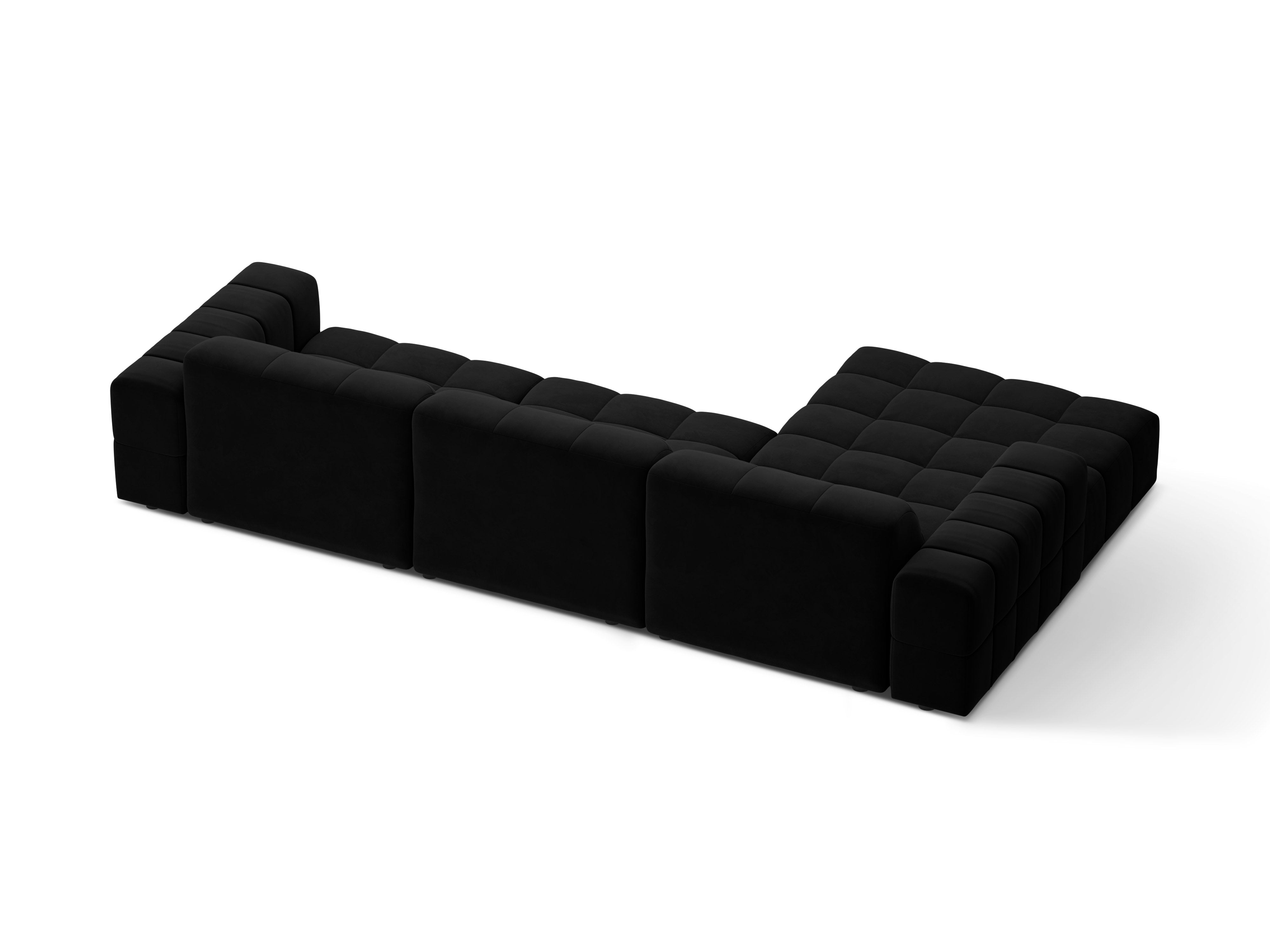 Narożnik lewostronny aksamitny 4-osobowy CHICAGO czarny – sofa narożna