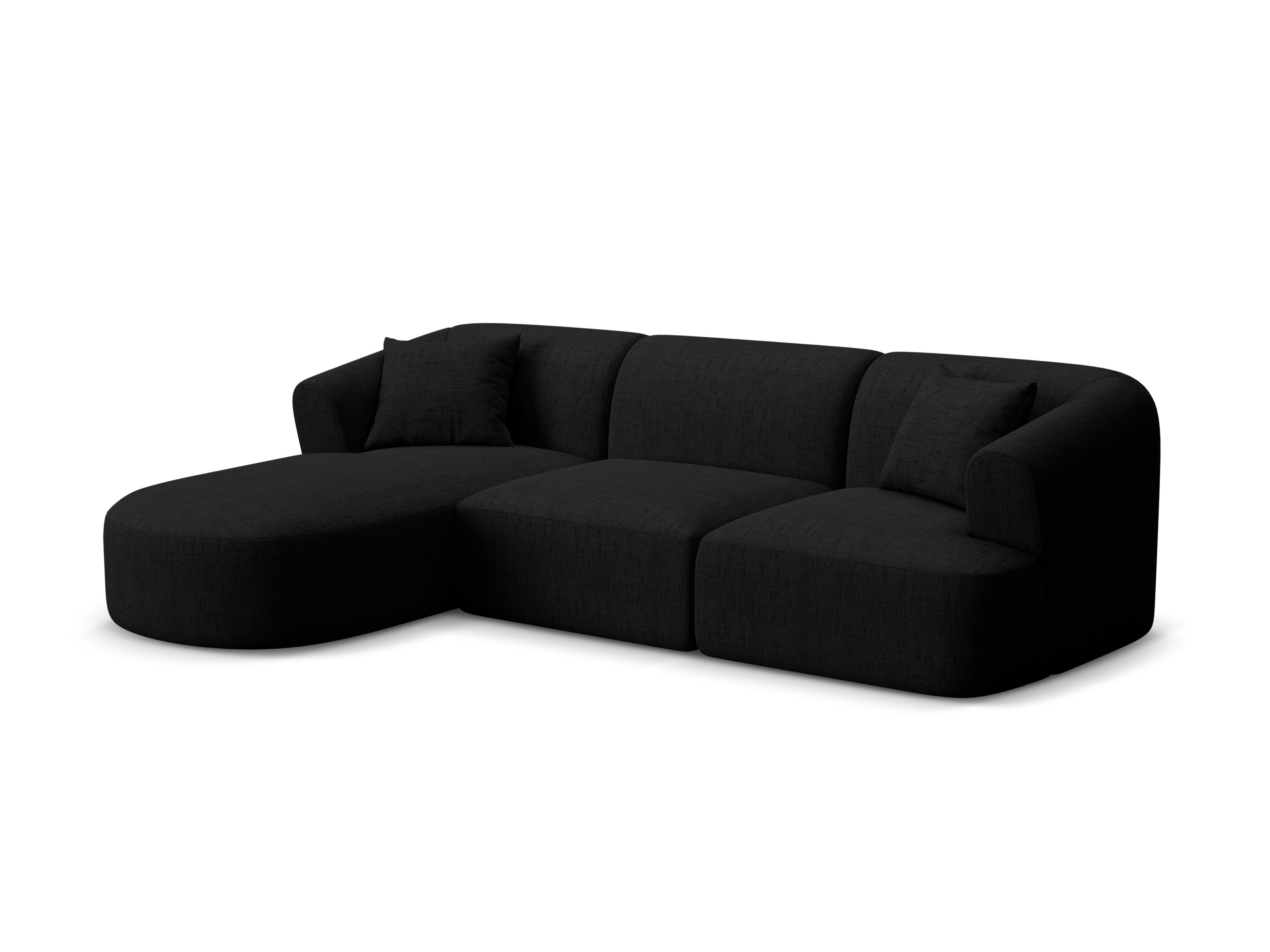 Linksseitige 4-Sitzer-Couch CAMPI schwarzer Chenille