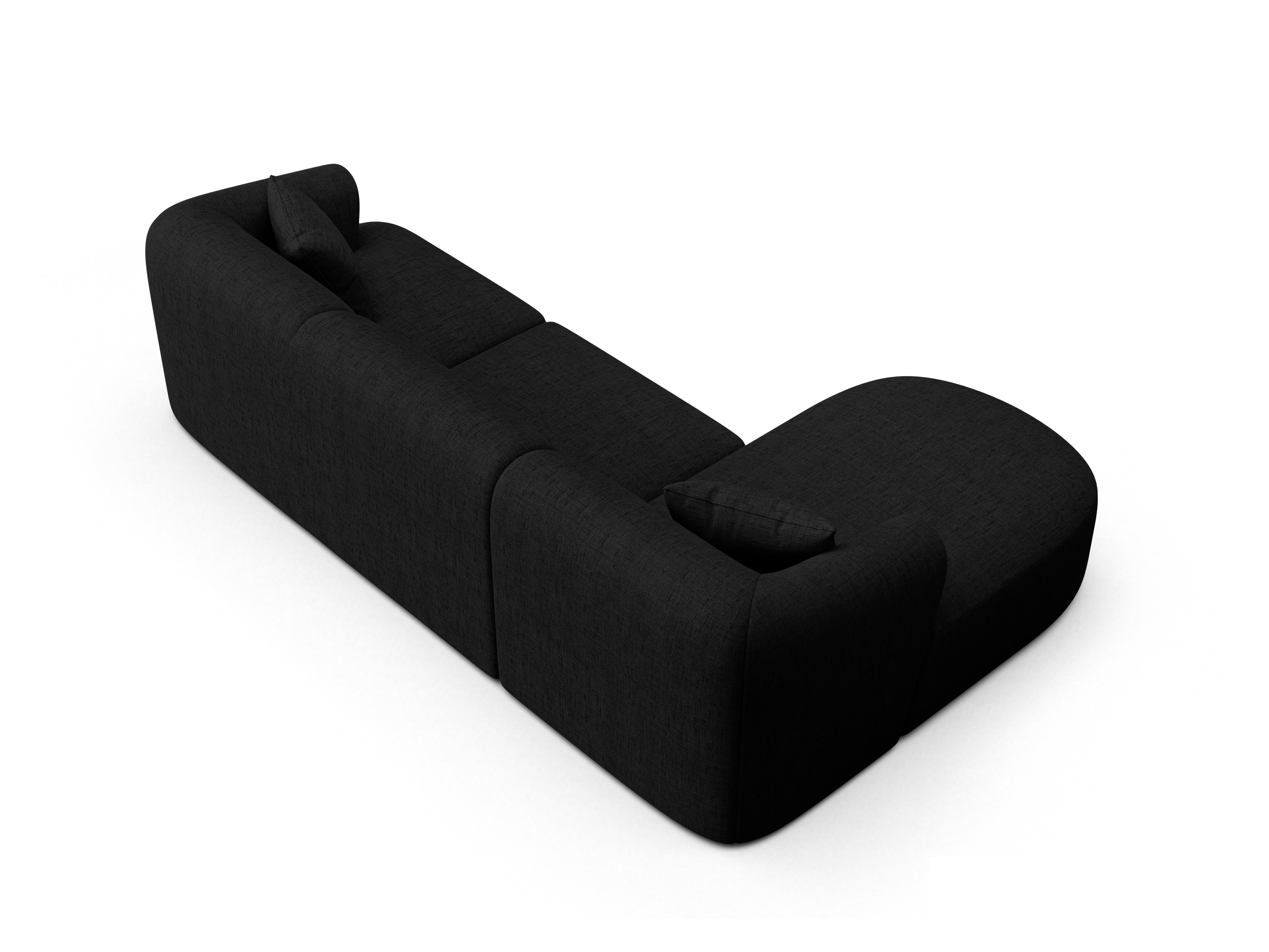 Linksseitige 4-Sitzer-Couch CAMPI schwarzer Chenille