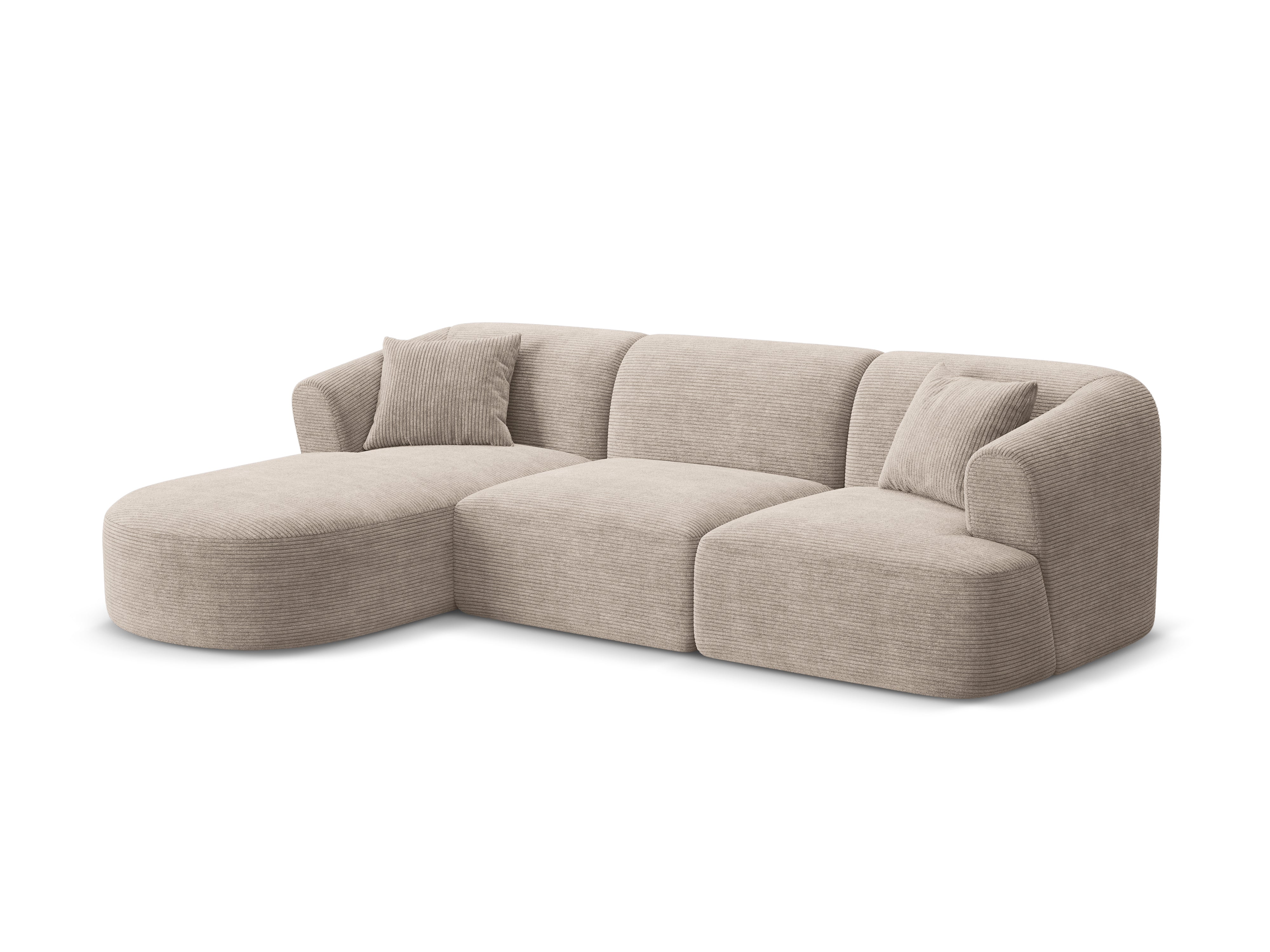 Left-sided 4-seater sofa CAMPI beige corduroy