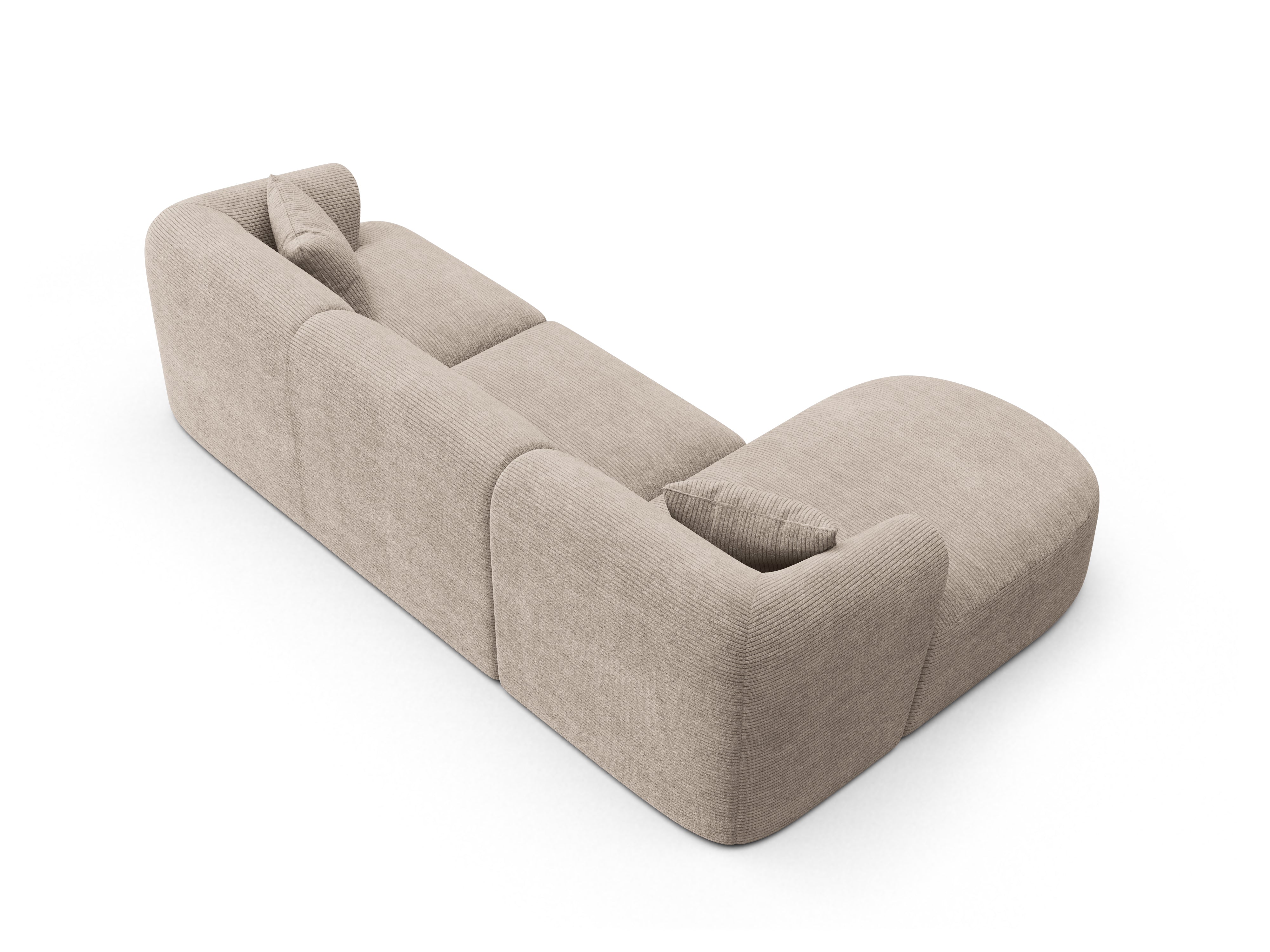 Left-sided 4-seater sofa CAMPI beige corduroy