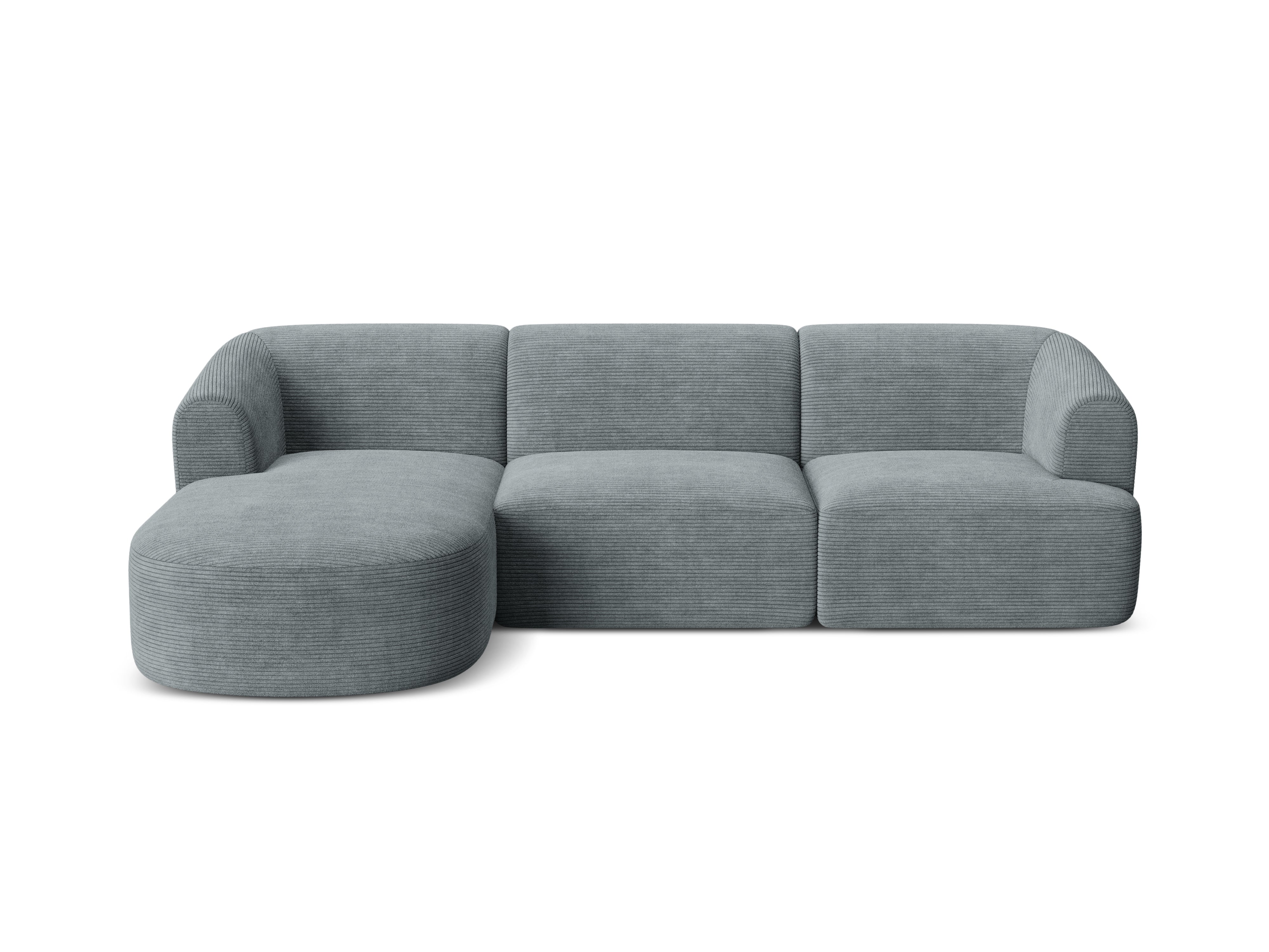 Left-sided 4-seater sofa CAMPI gray corduroy