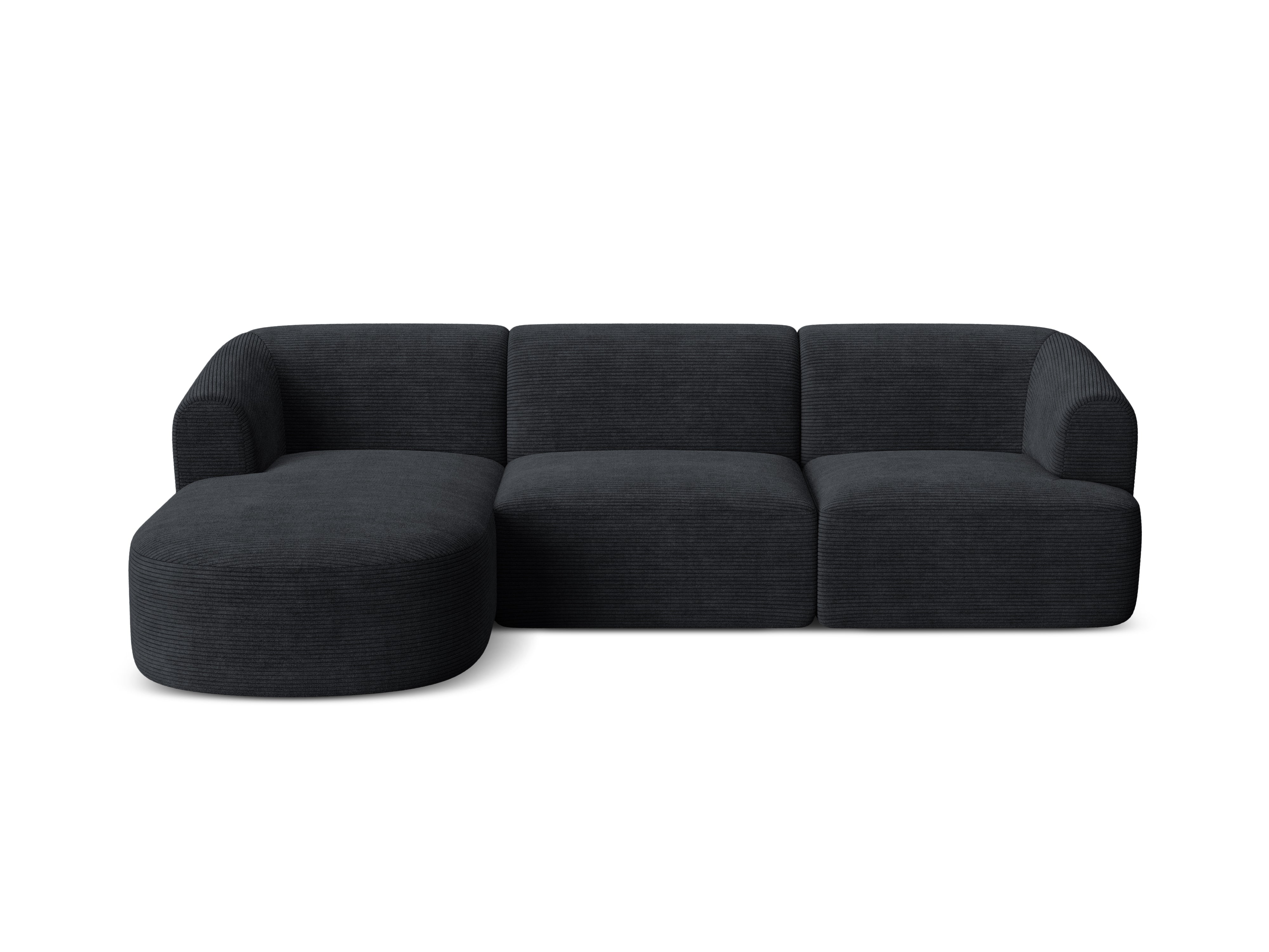 Narożnik lewostronny 4-osobowy CAMPI czarny sztruks – Cosmopolitan Design