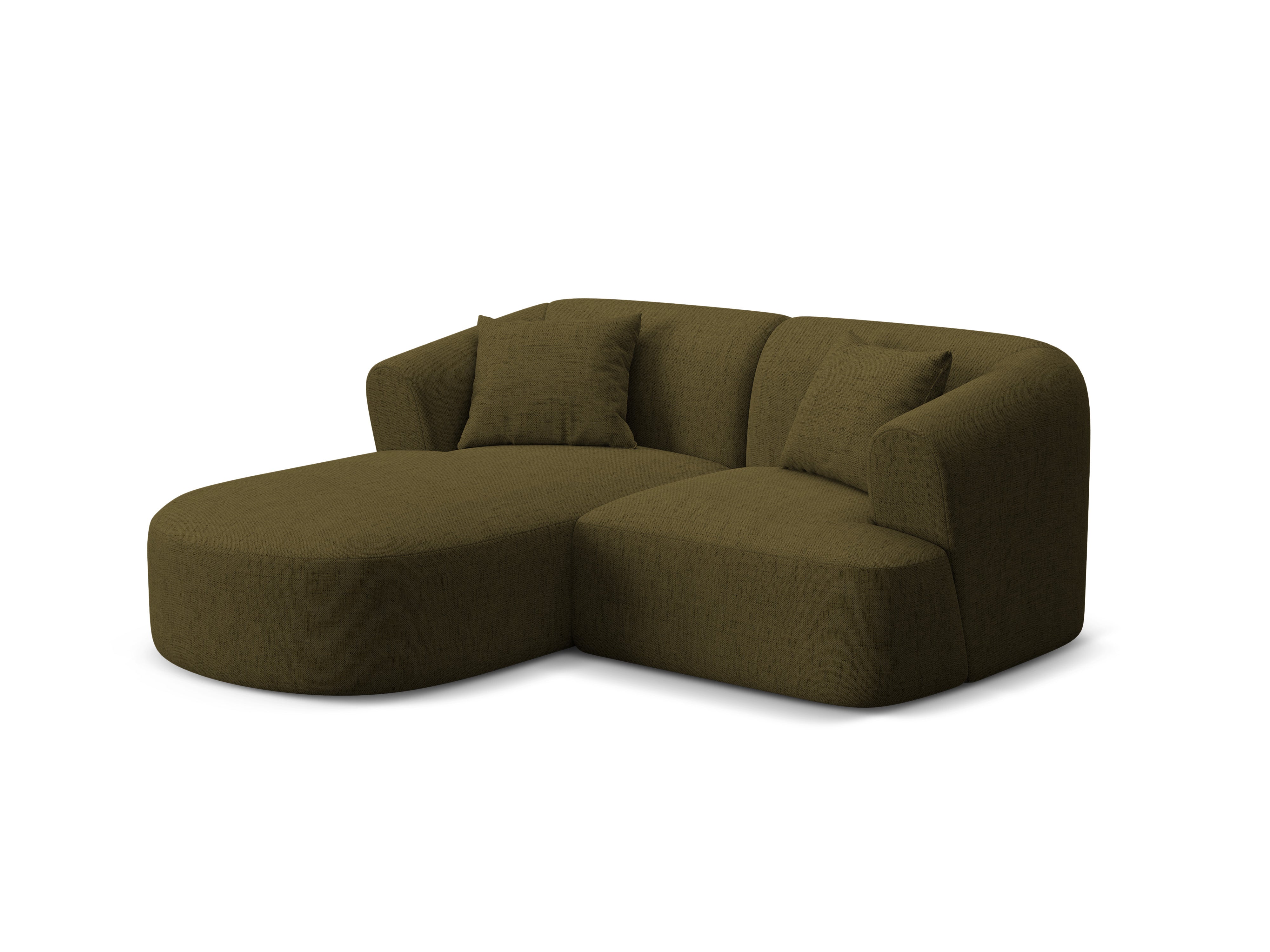 Left-facing 3-seater sofa CAMPI green chenille