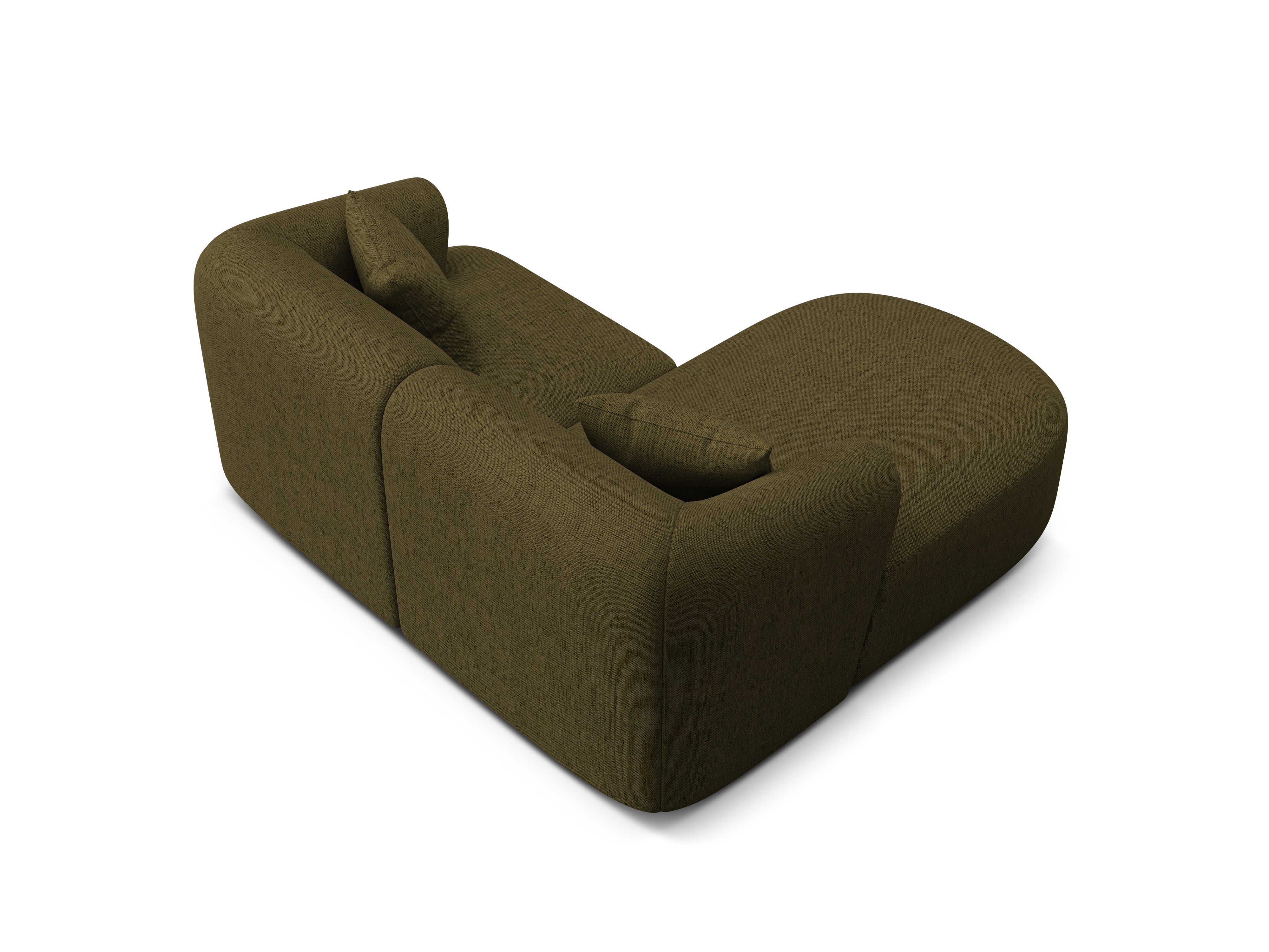 Left-facing 3-seater sofa CAMPI green chenille