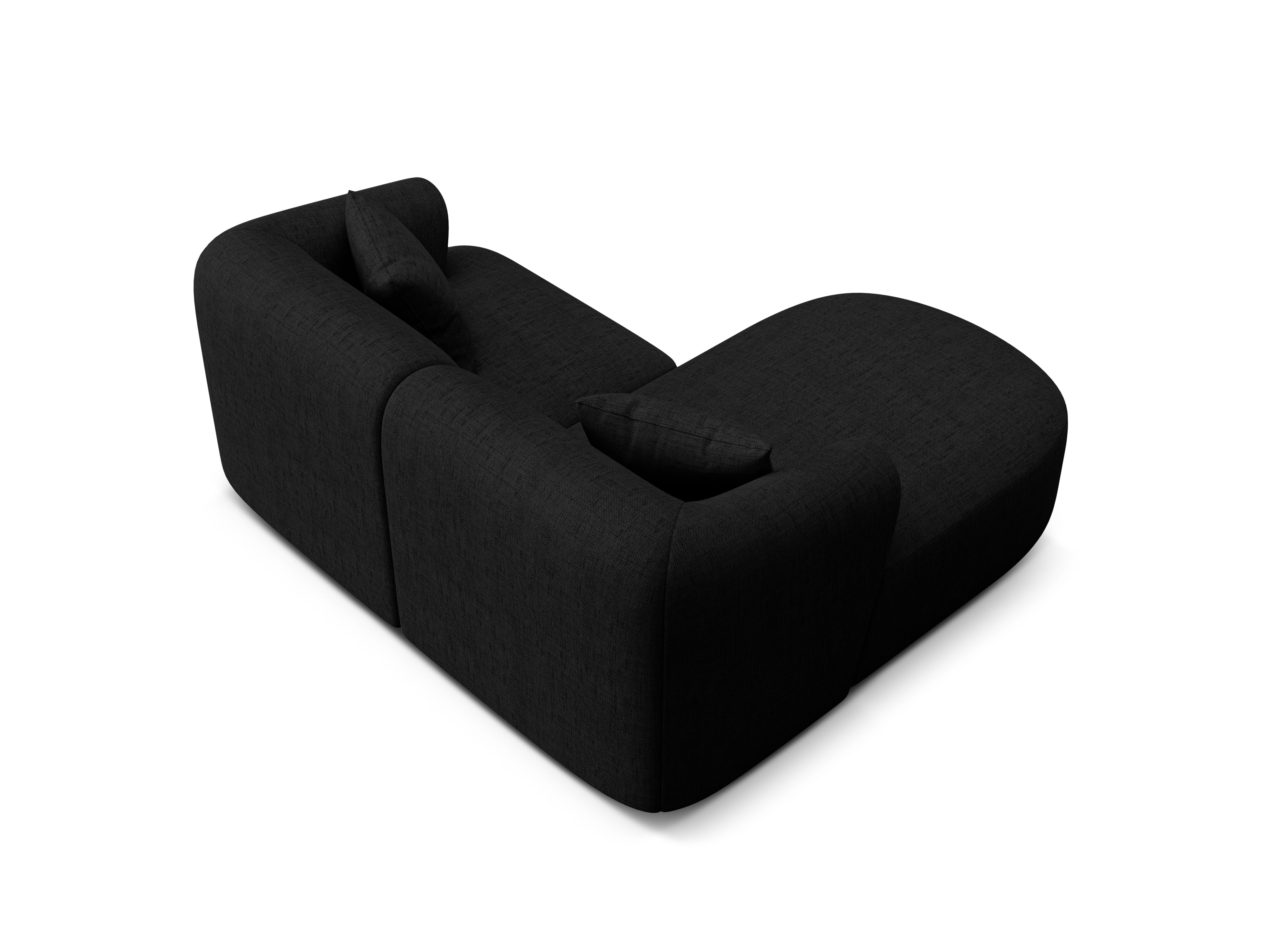 Left-sided 3-seater sofa CAMPI black chenille