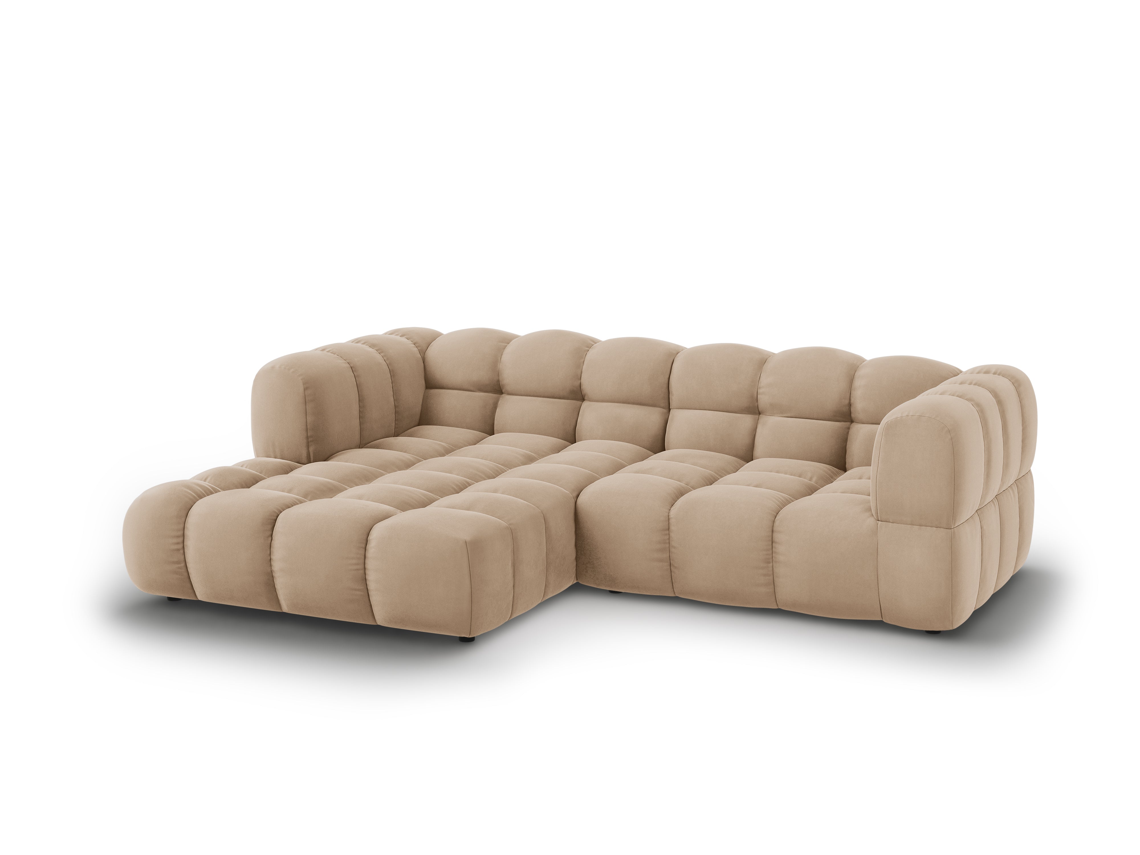 Narożnik aksamitny lewostronny 3-osobowy SKY piaskowy Cosmopolitan Design Eye on Design