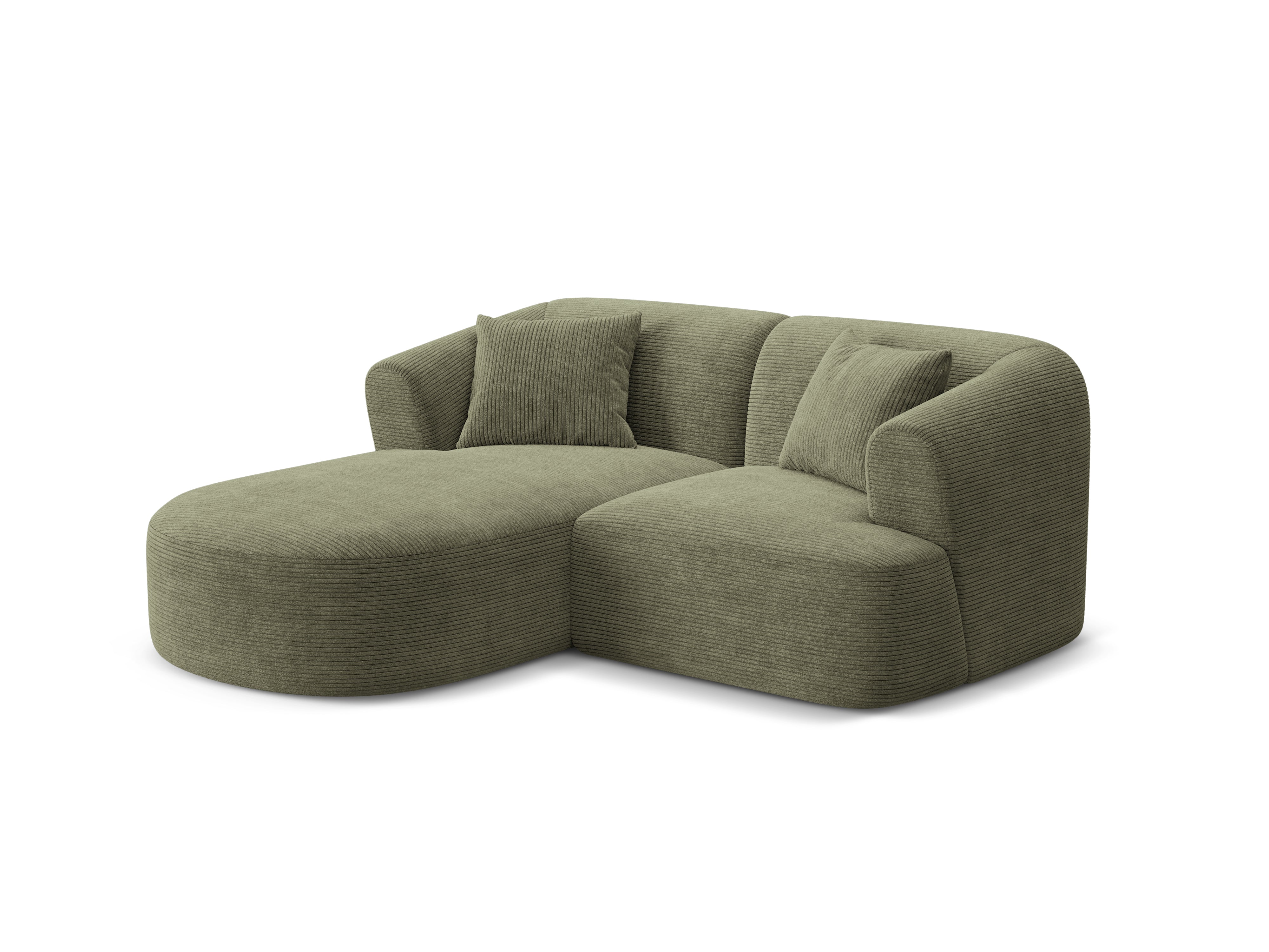 Groene corduroy 3-zits links hoekbank CAMPI