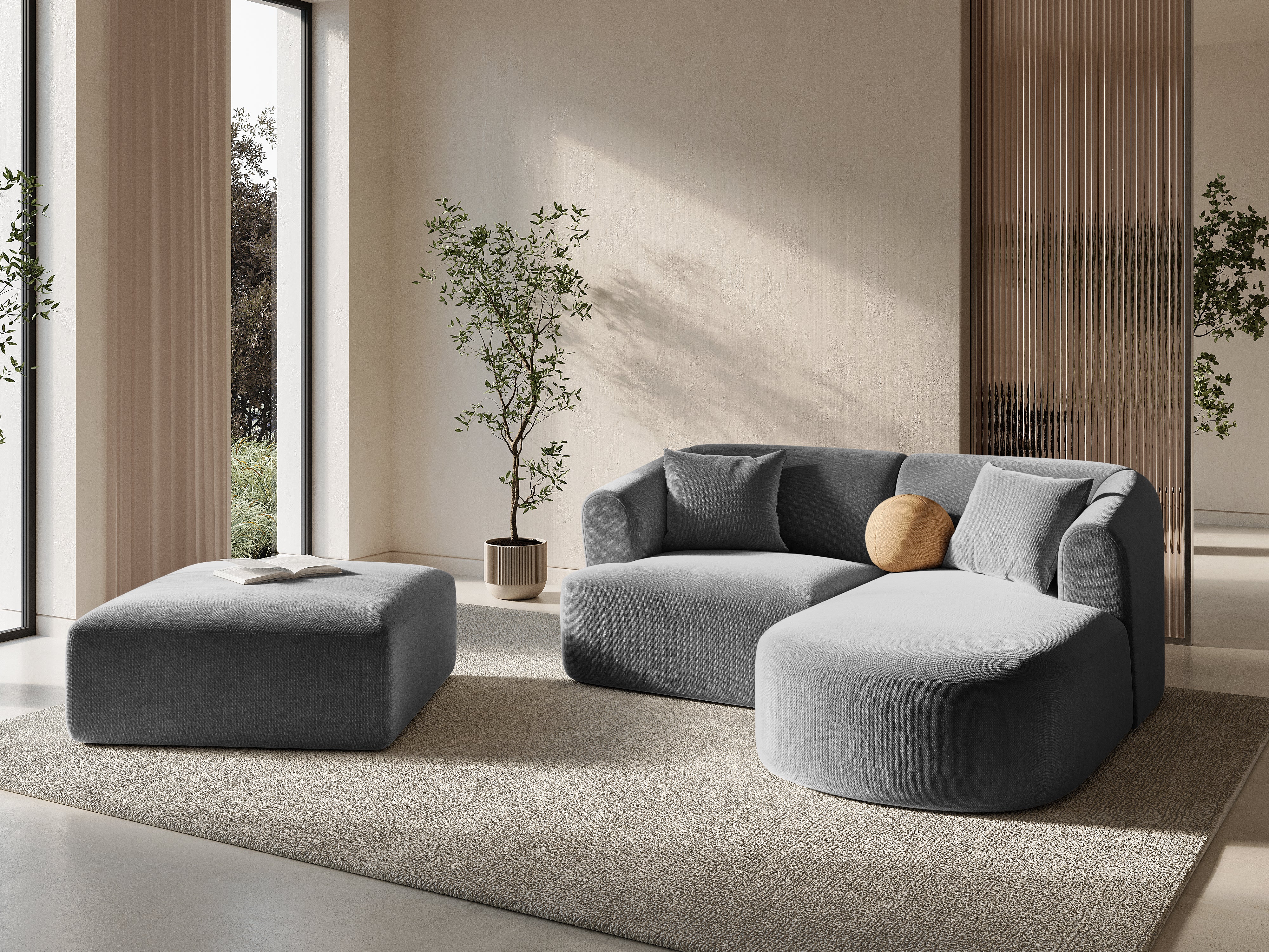 Samt Pouf CAMPI grau