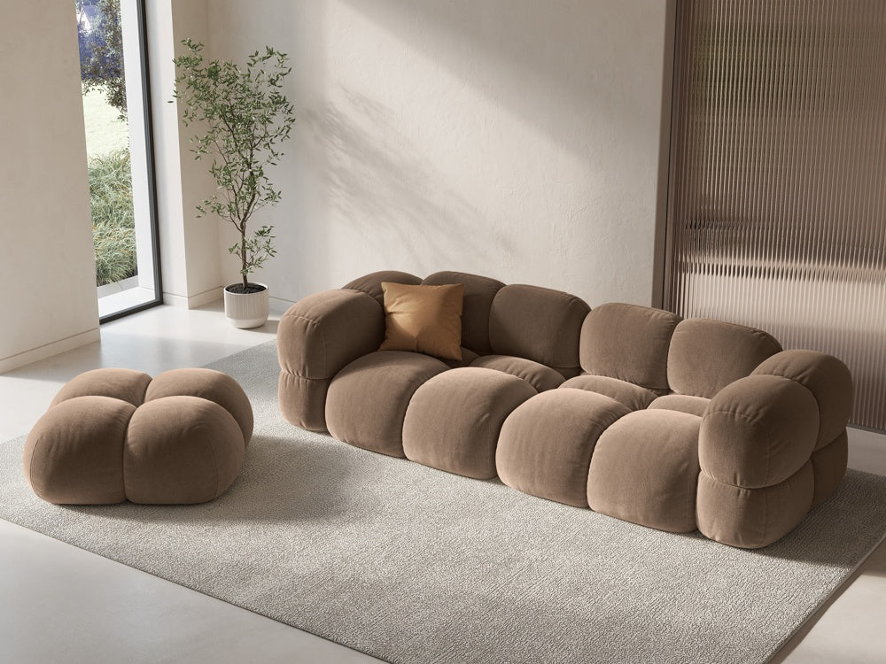 Samt Pouf LORETTO dunkelbeige