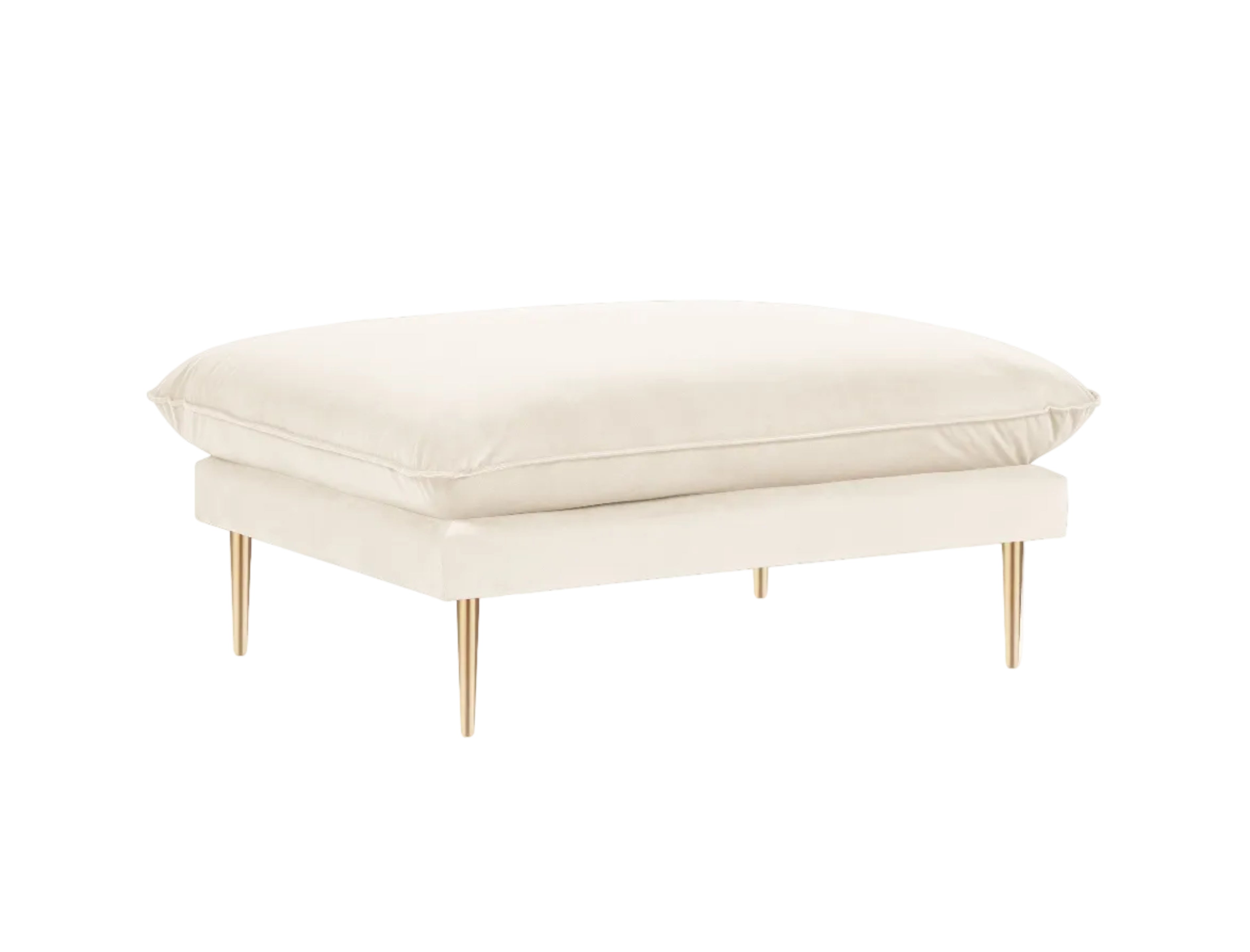 Puf van fluweel VIENNA beige met gouden basis