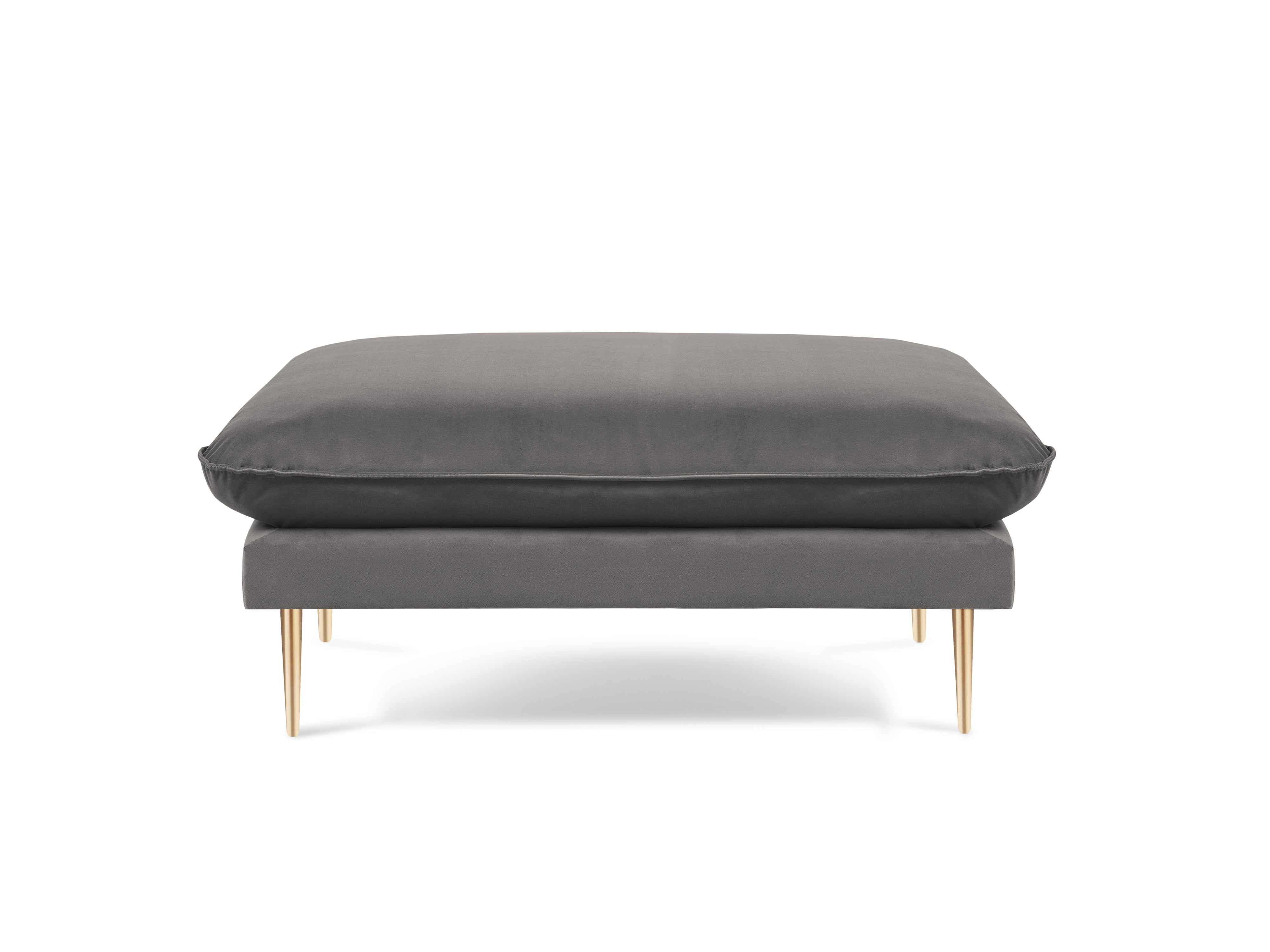 Samtpouf VIENNA hellgrau mit goldenem Fuß