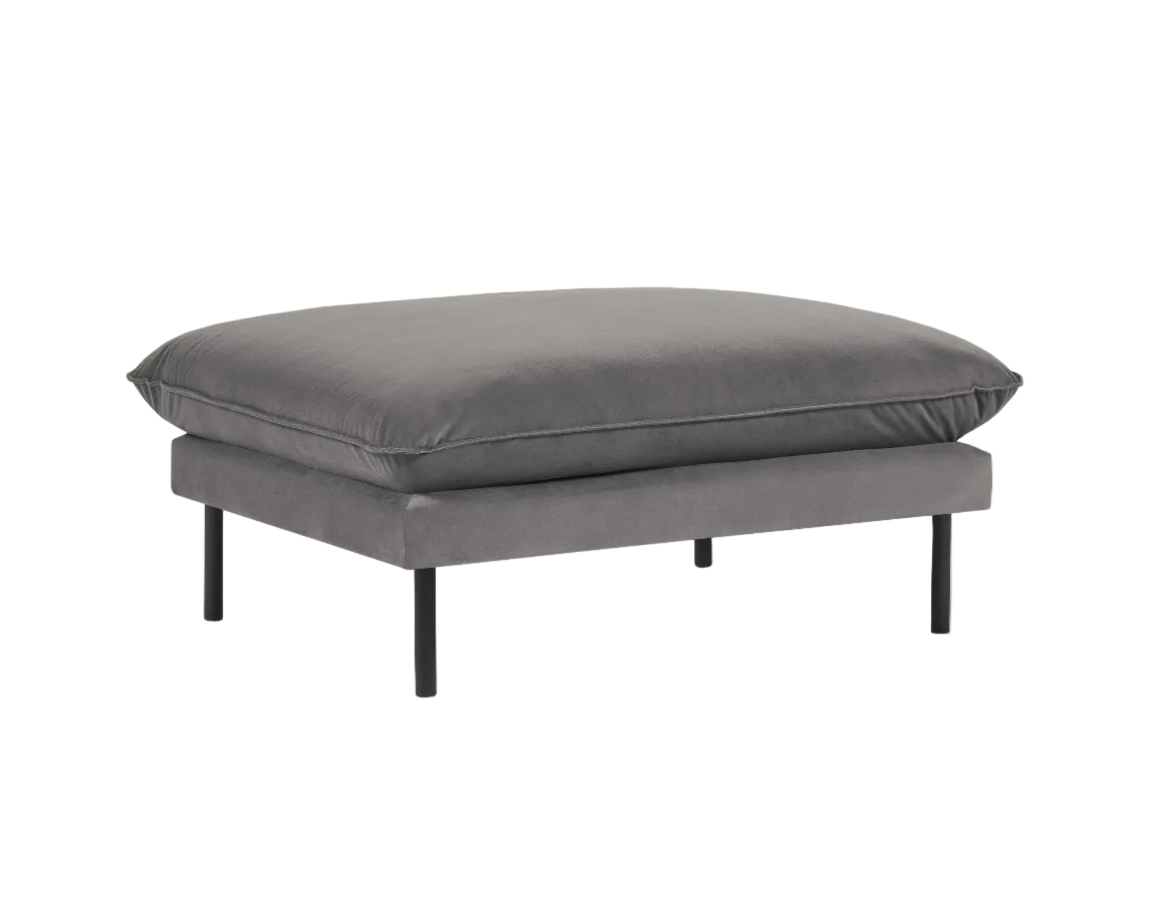 Samtpouf VIENNA hellgrau mit schwarzem Fuß