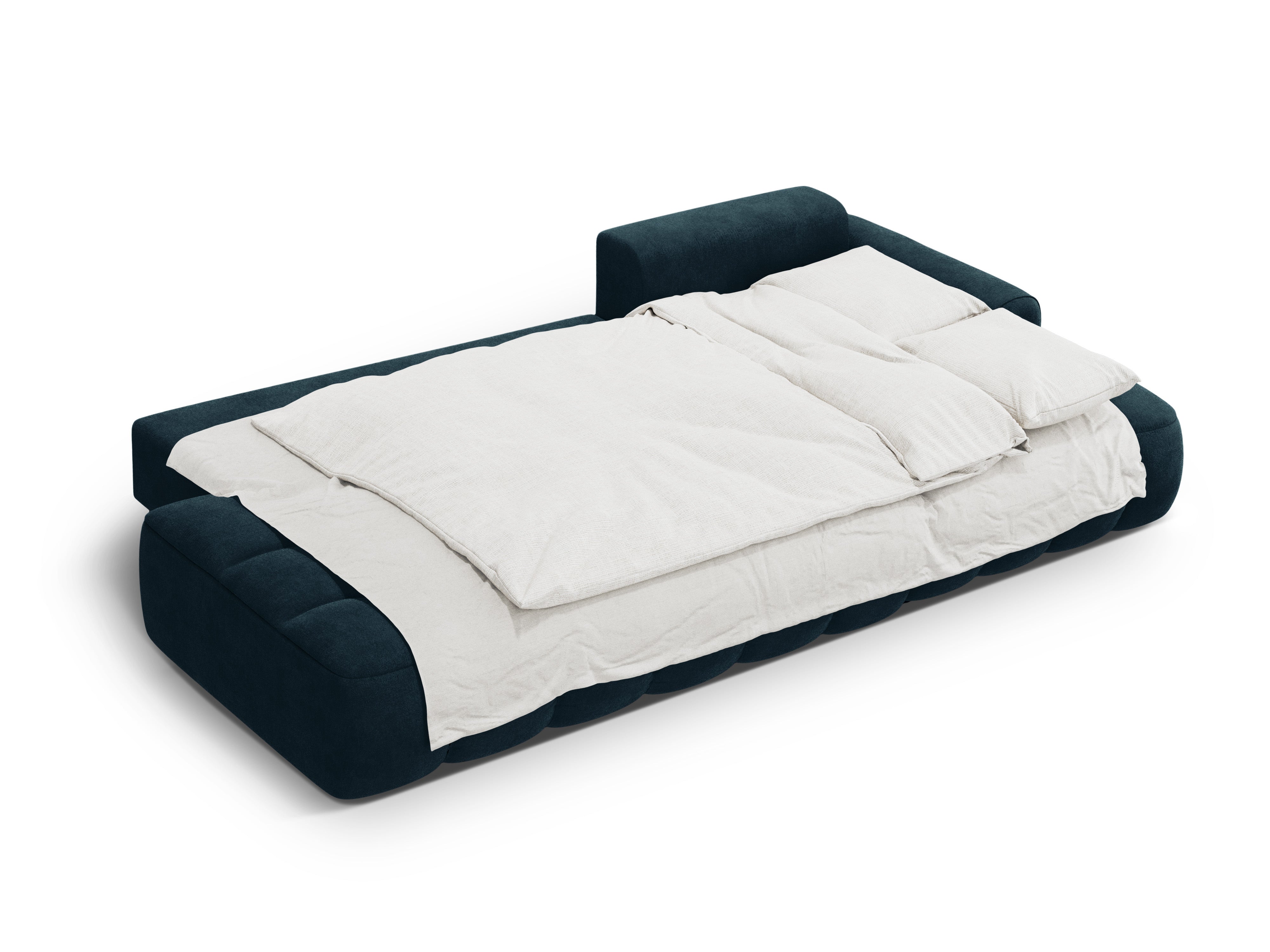 Fluwelen hoekbank rechts met slaapfunctie voor 3 personen LINZ petrol