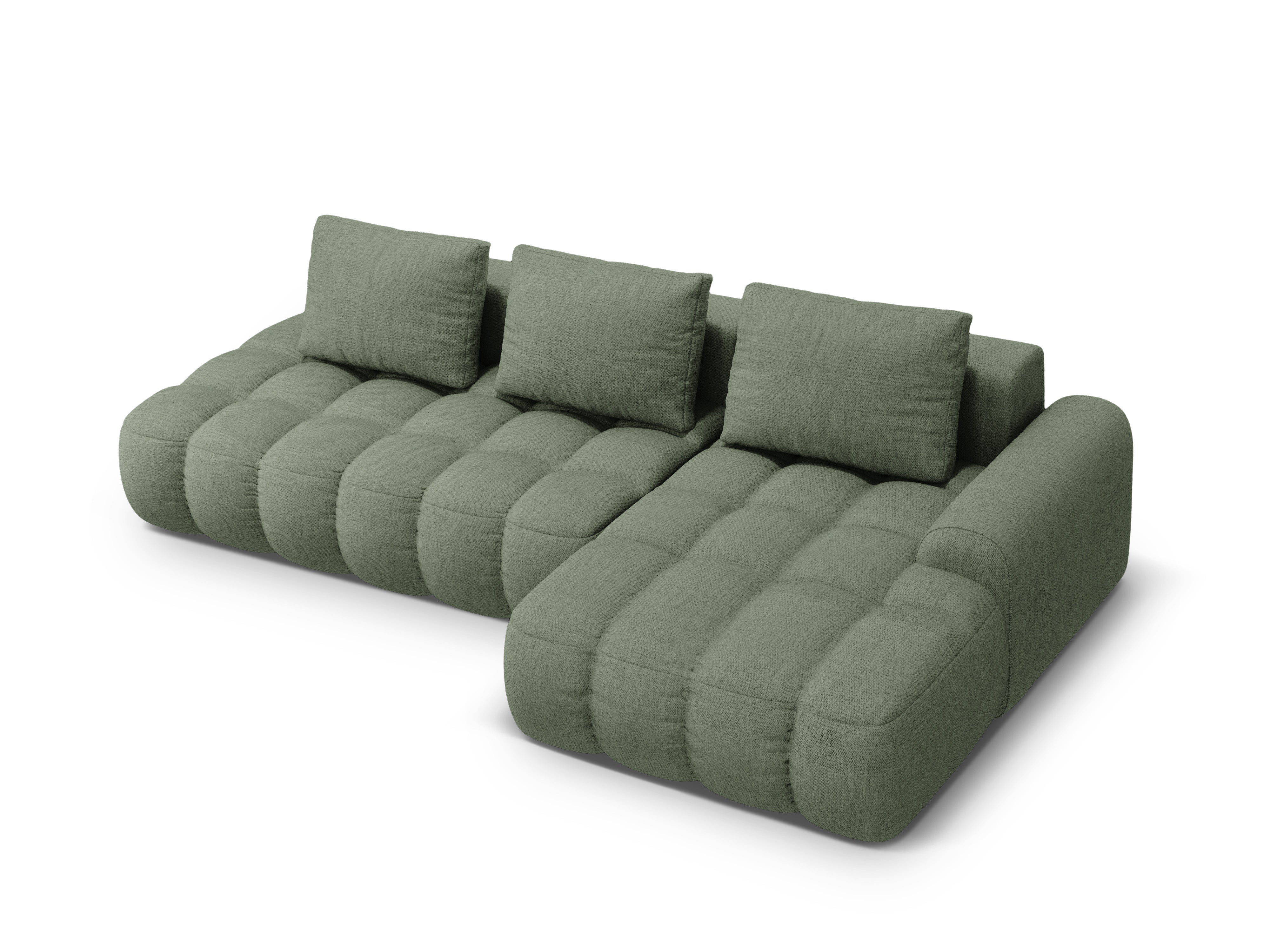 Right-sided corner sofa bed for 3 people LINZ olive