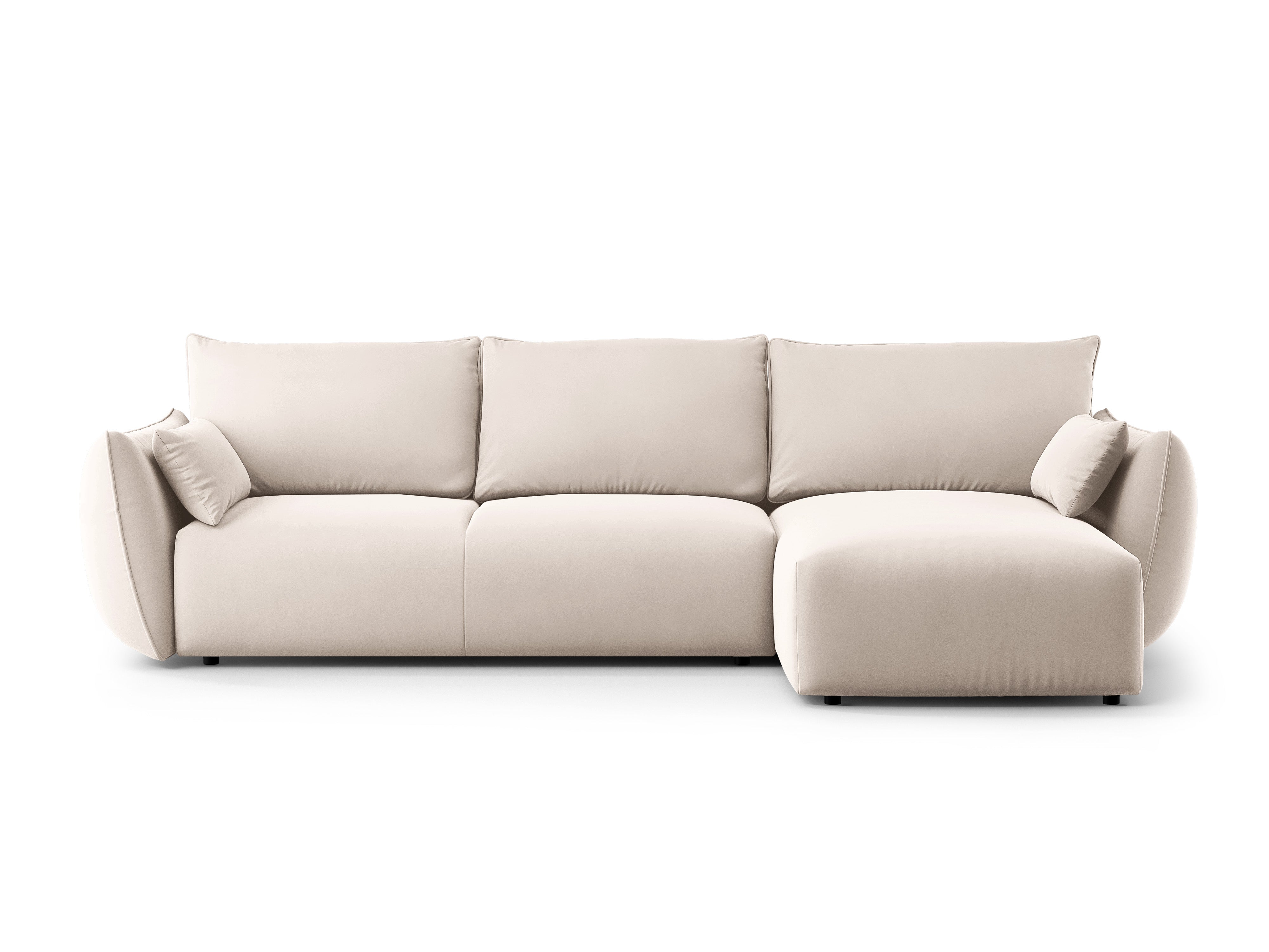 Rechtes Samt-Ecksofa mit Schlaffunktion MATERA beige