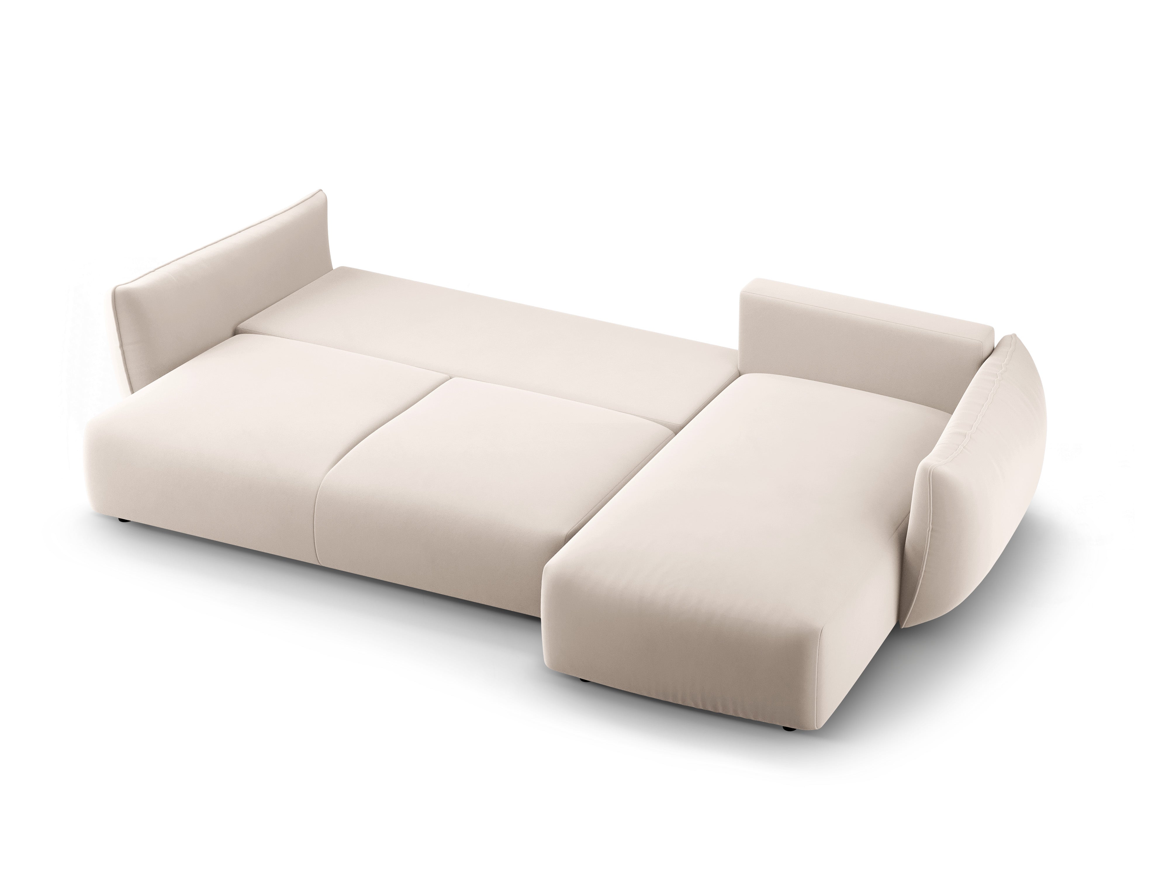 Rechtes Samt-Ecksofa mit Schlaffunktion MATERA beige