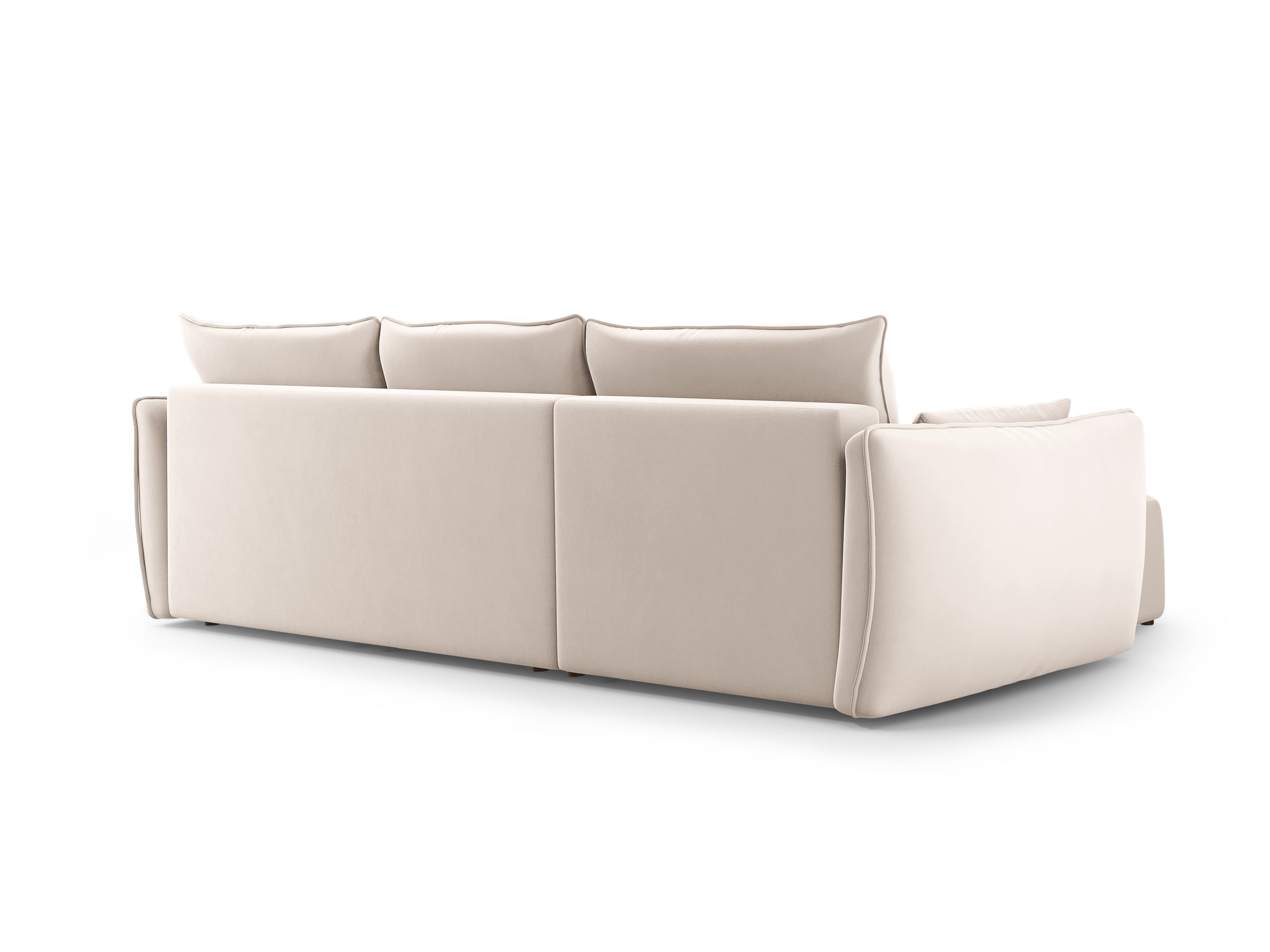 Rechtes Samt-Ecksofa mit Schlaffunktion MATERA beige