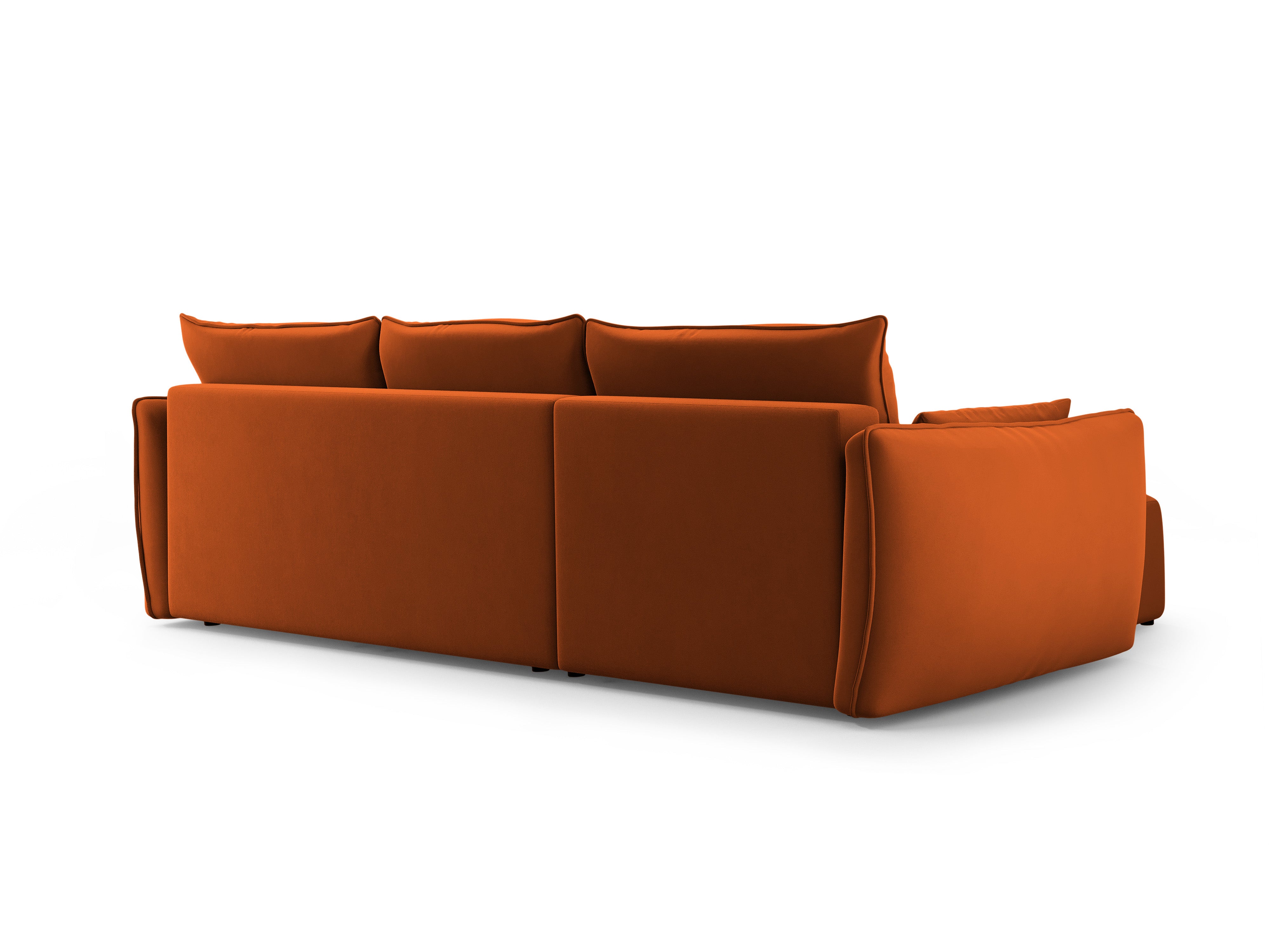 Right-facing velvet corner sofa with sleeping function MATERA brick