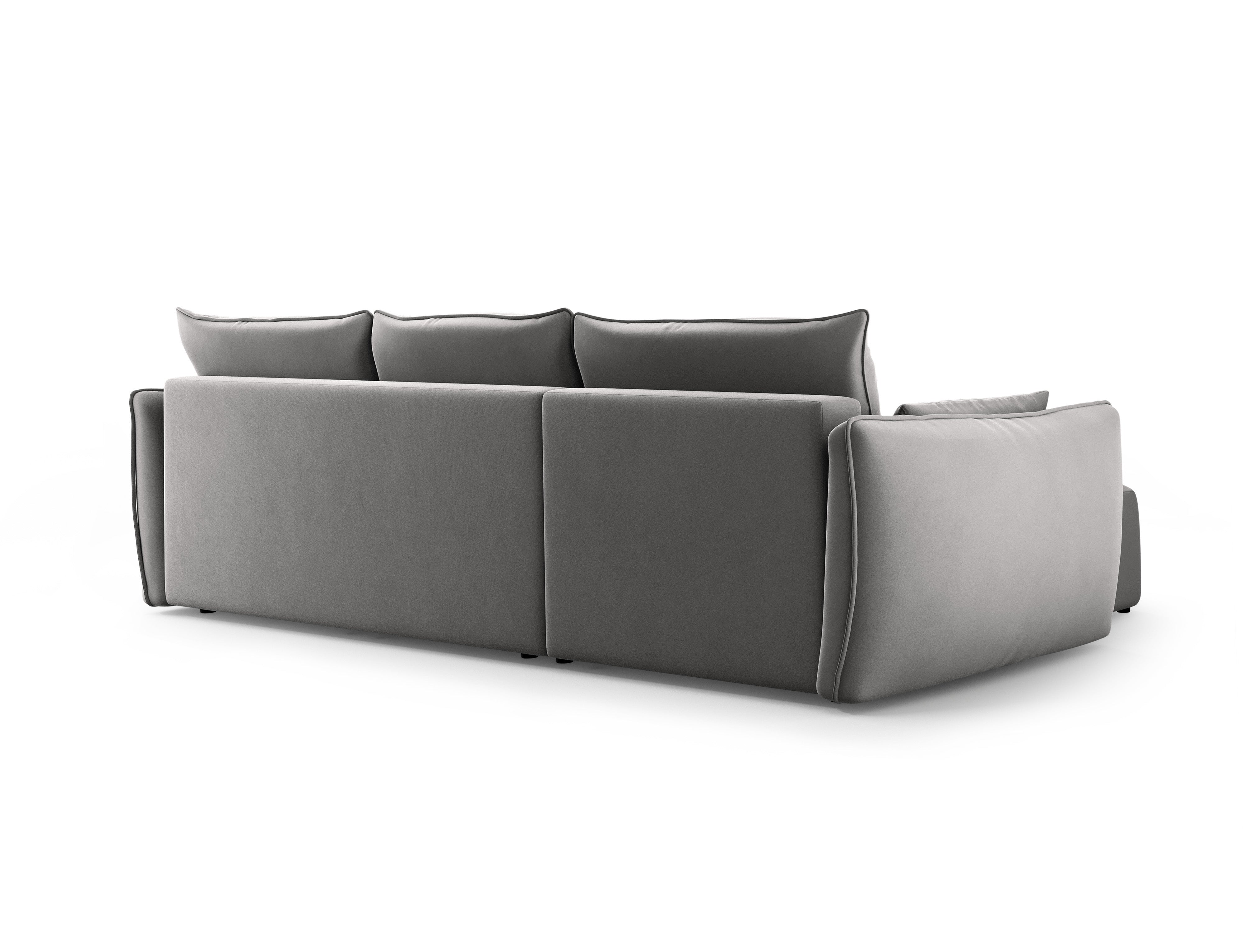 Right-facing velvet corner sofa with sleeping function MATERA gray