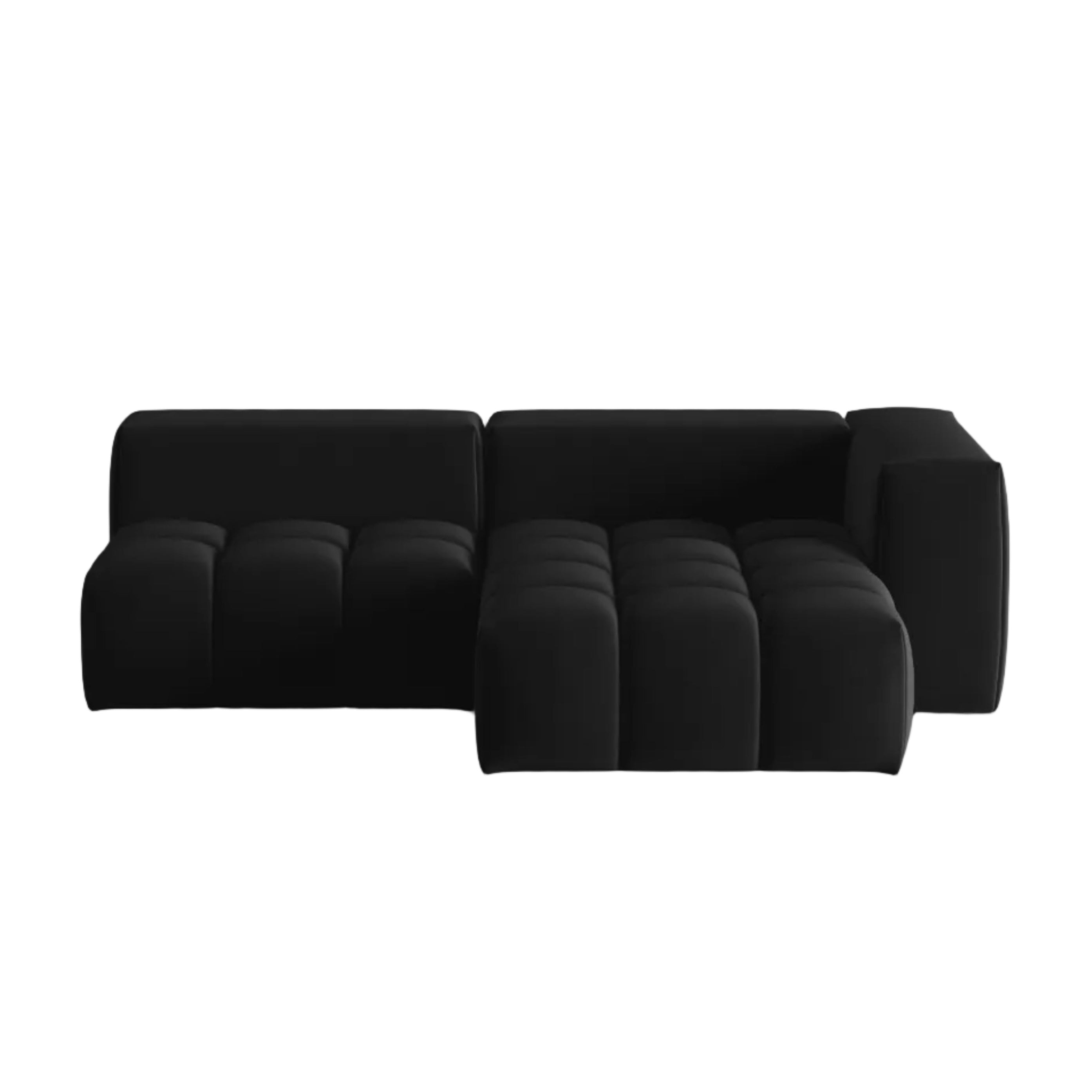 Samt-Ecksofa für 3 Personen, rechtsseitig offen, VERONA, schwarz