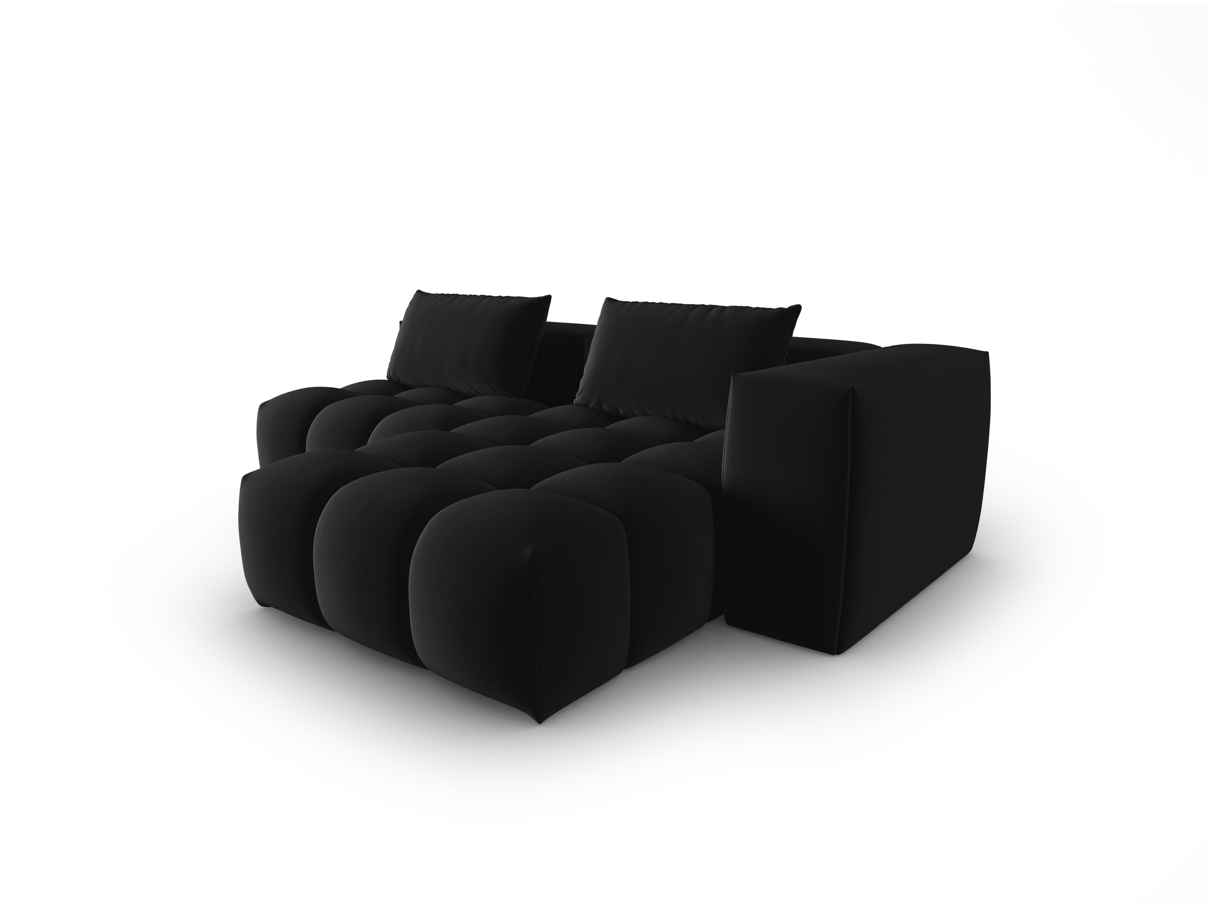Samt-Ecksofa für 3 Personen, rechtsseitig offen, VERONA, schwarz