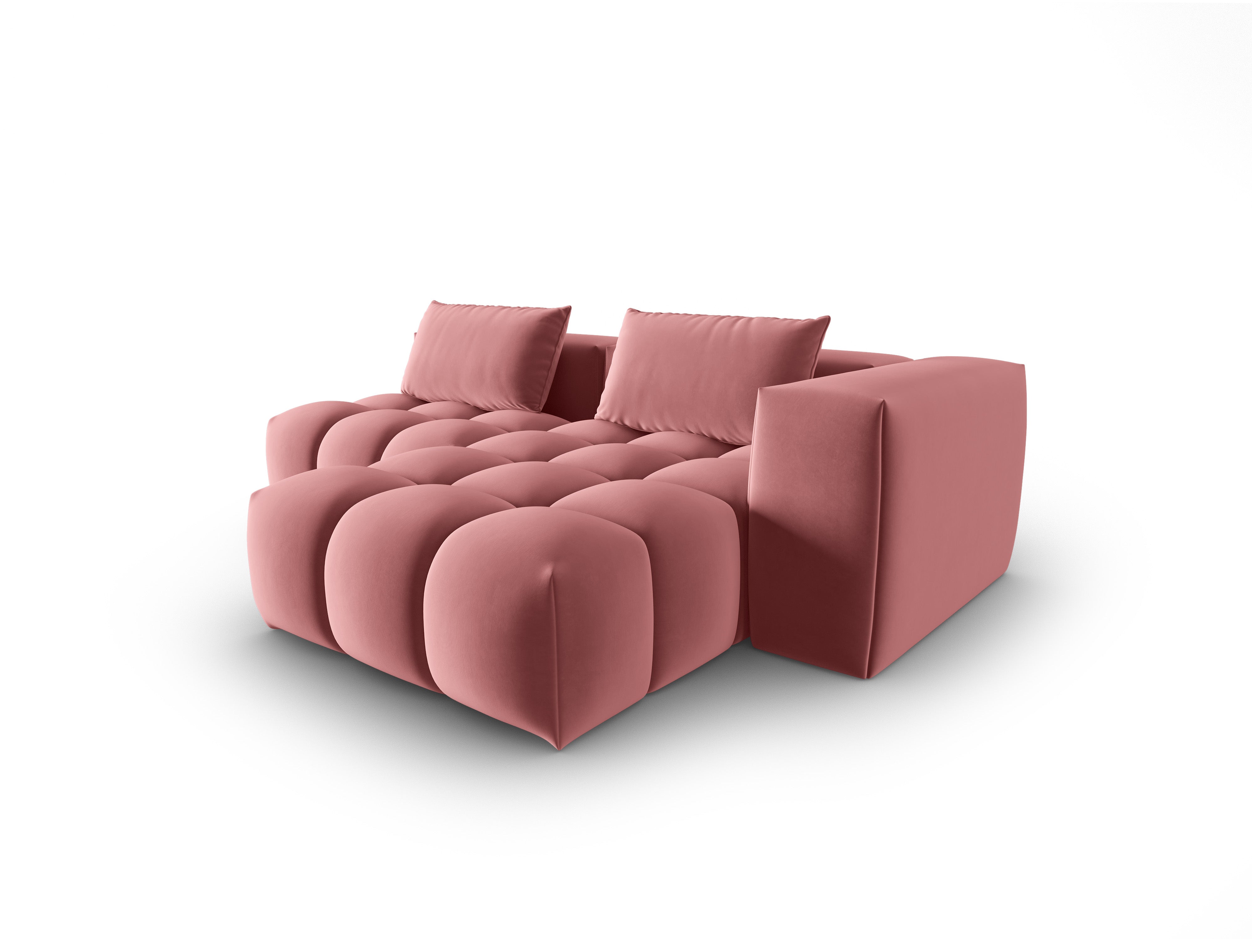 Narożnik aksamitny 3-osobowy prawostronny otwarty VERONA różowy flamingo – Cosmopolitan Design