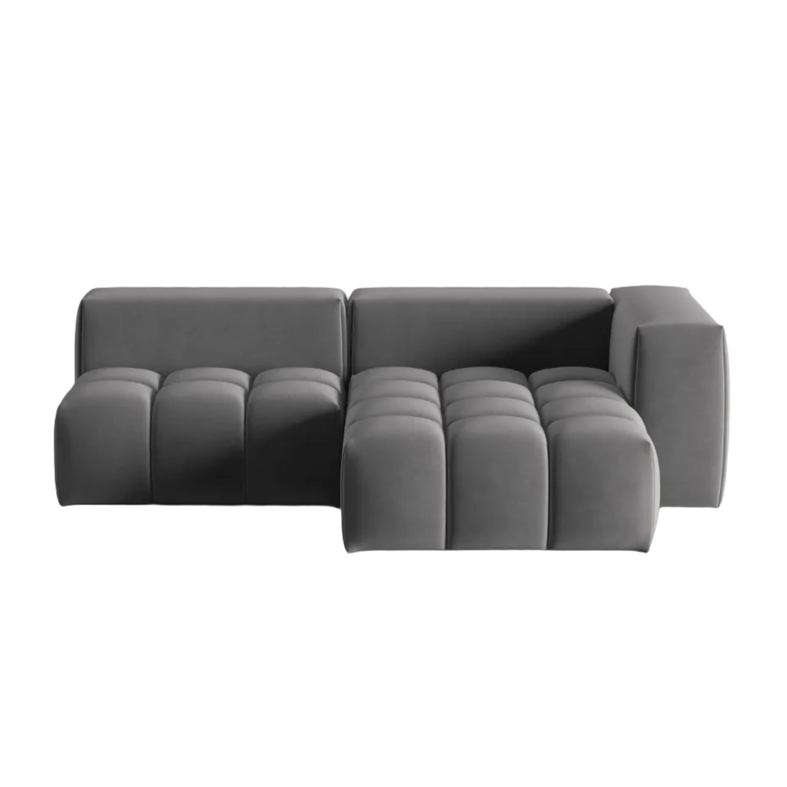 Samt-Ecksofa 3-sitzig rechtsseitig offen VERONA grau
