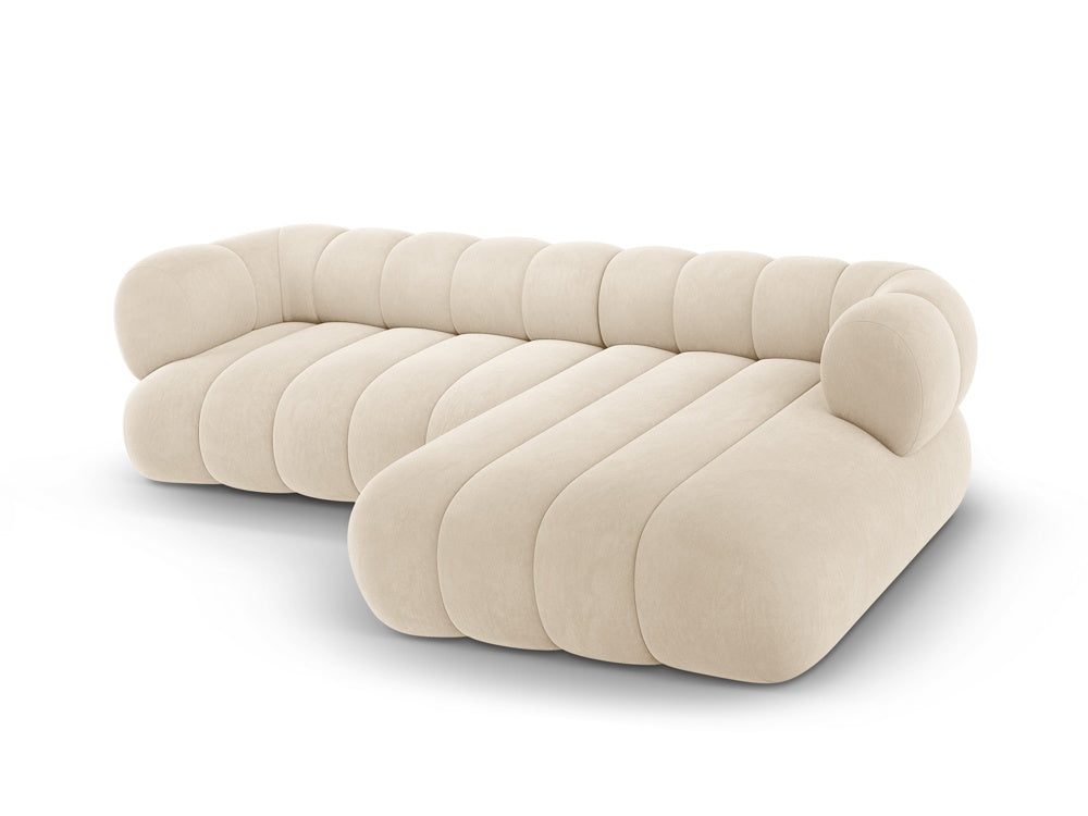 Samt-Ecksofa für 5 Personen rechts KOGE beige