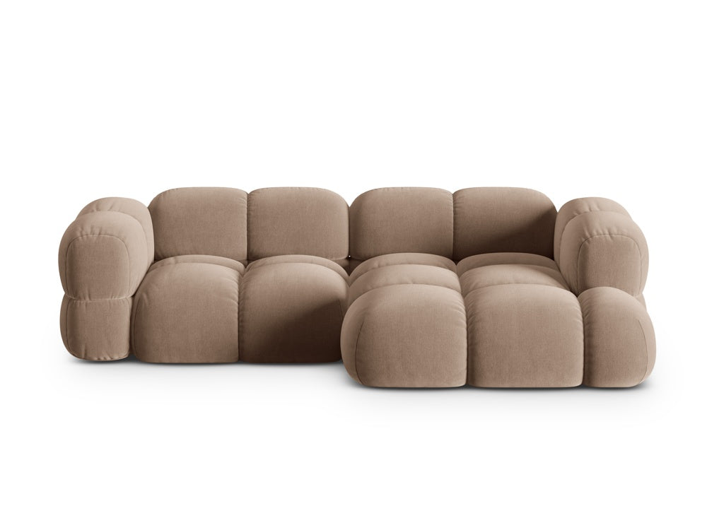 Velvet corner sofa for 3 people right-sided LORETTO dark beige