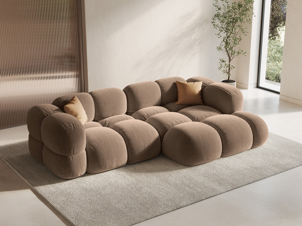 Velvet corner sofa for 3 people right-sided LORETTO dark beige