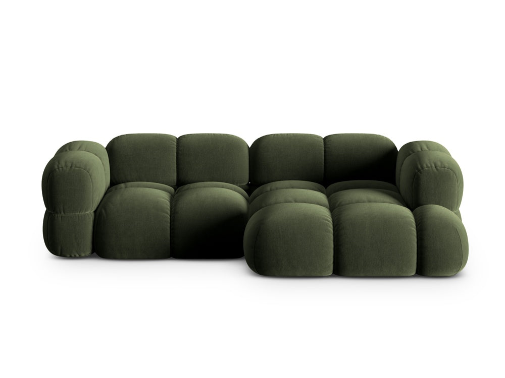 Groene 3-zits fluwelen hoekbank rechts LORETTO